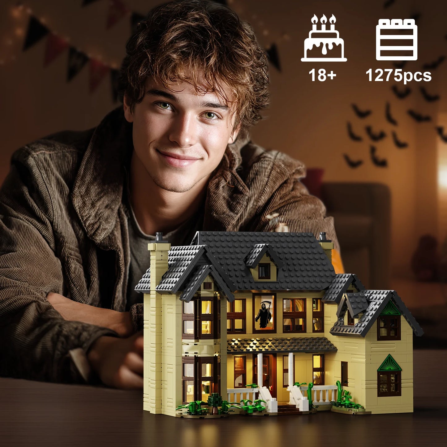 Horror House Building Block Set Haunted House Model for Halloween Decor