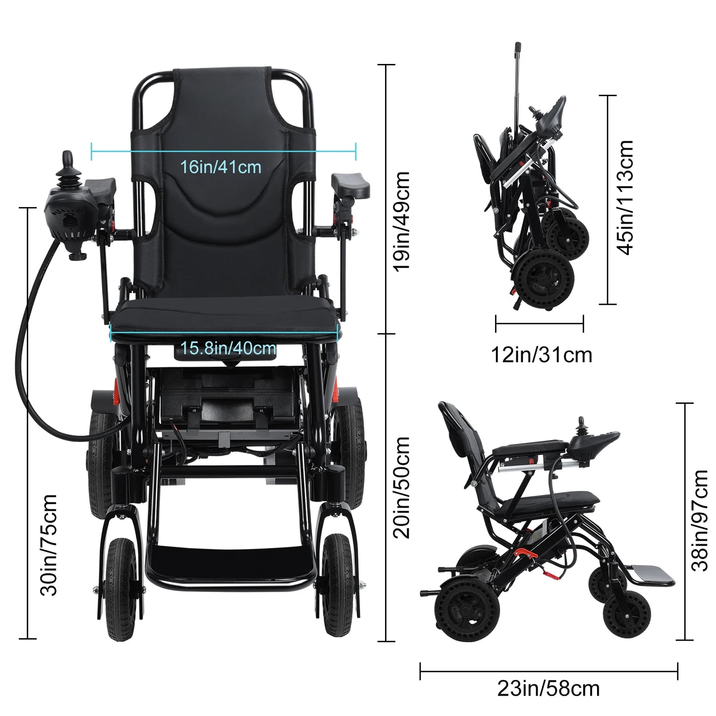 Lightweight Electric Wheelchair Portable 500W For Adults