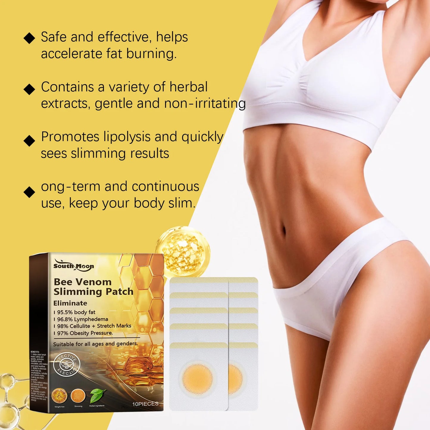 South Moon Bee Venom Body Shaping Patches For Belly Slimming Detox