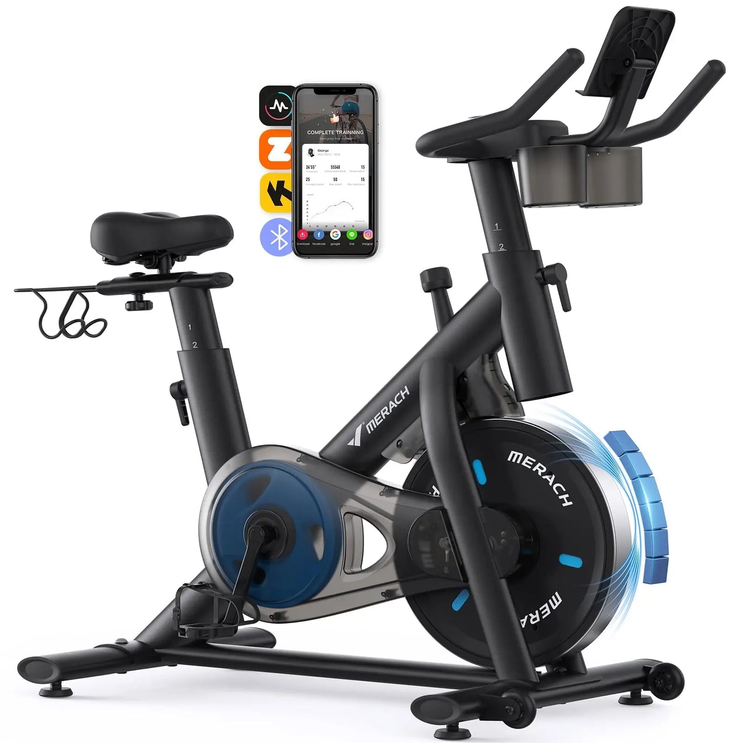 MERACH Magnetic Exercise Bike With App Low Noise Indoor Cycling