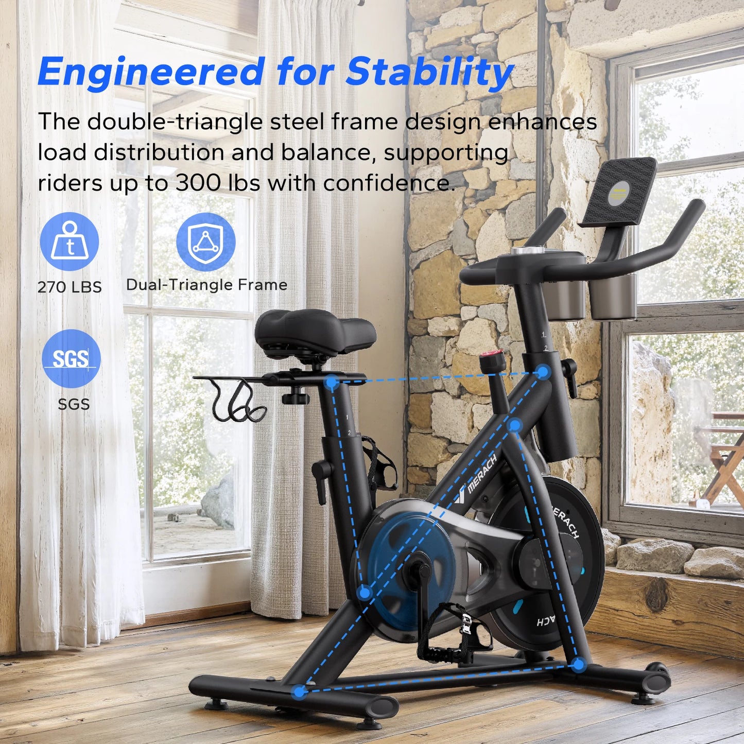 MERACH Magnetic Exercise Bike With App Low Noise Indoor Cycling