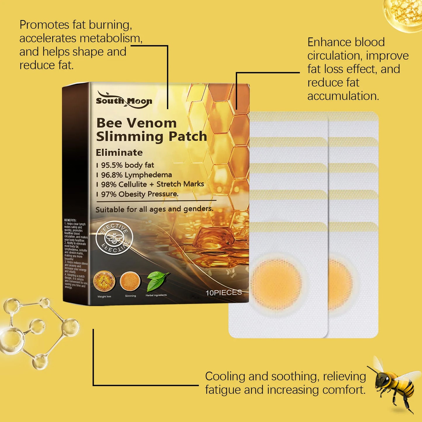 South Moon Bee Venom Body Shaping Patches For Belly Slimming Detox