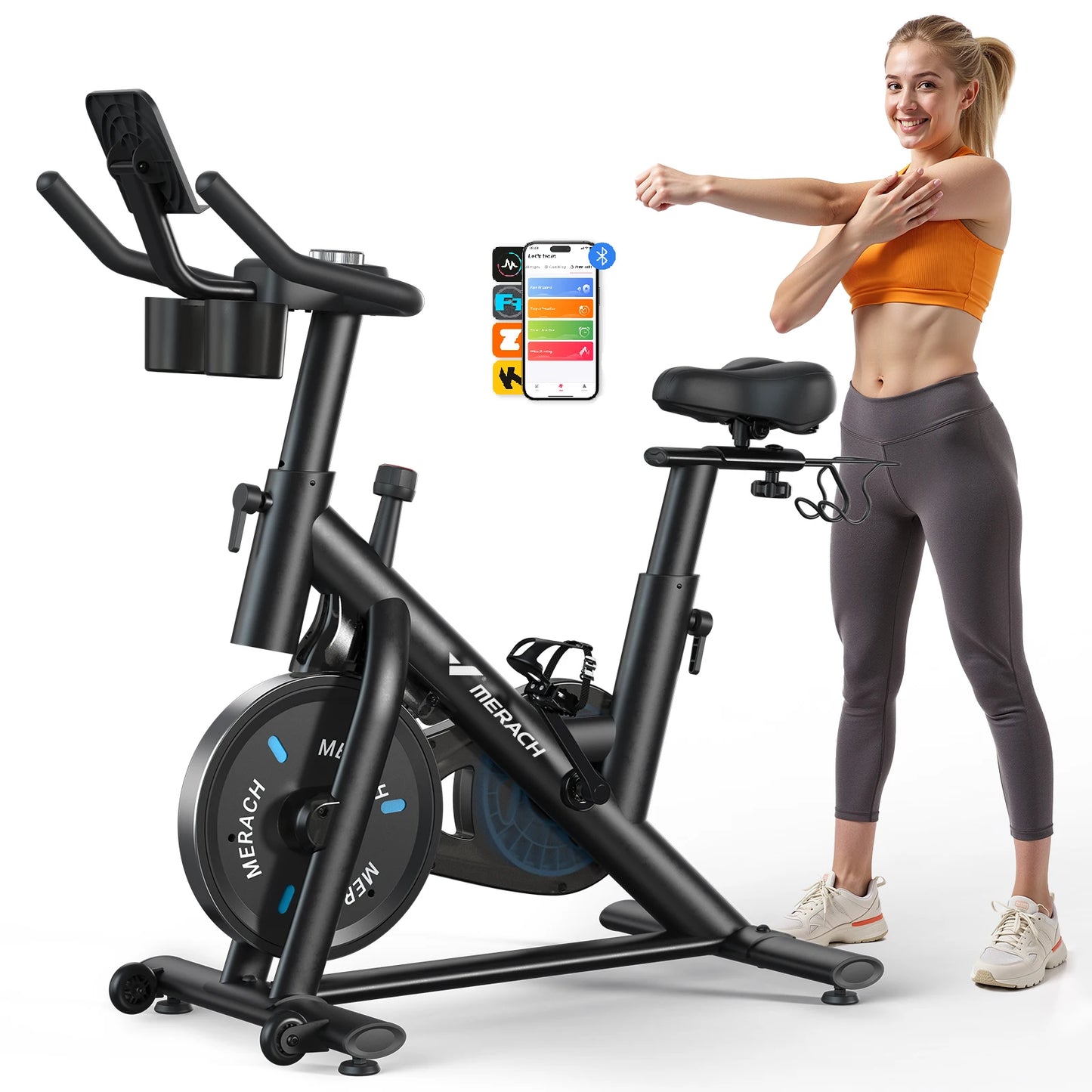 MERACH Magnetic Exercise Bike With App Low Noise Indoor Cycling