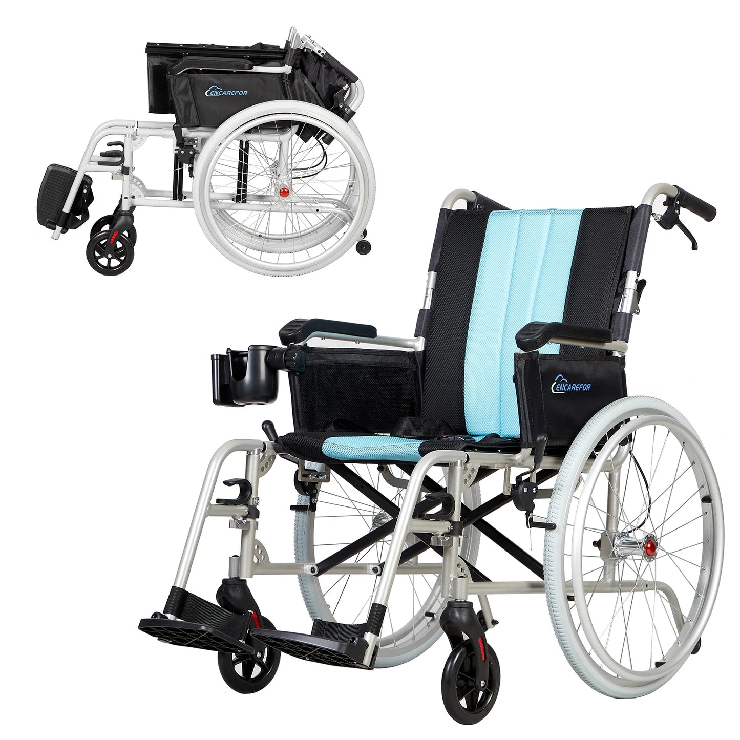 YUXIN Ultra Lightweight Wheelchair Self Propelled Foldable