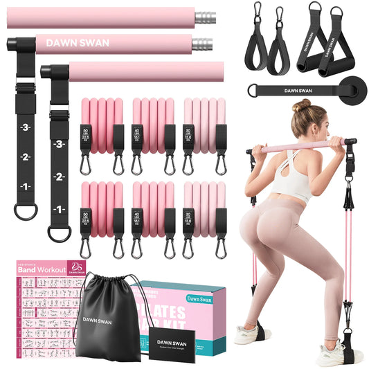 Pilates Bar Kit With Resistance Bands For Home Gym And Full Body Toning