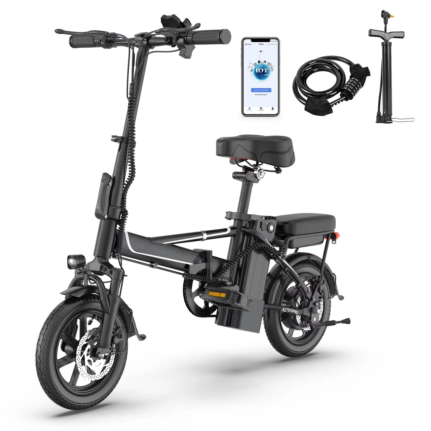 AOVOPRO Foldable Ebike 500W 48V Long Range Electric Bicycle