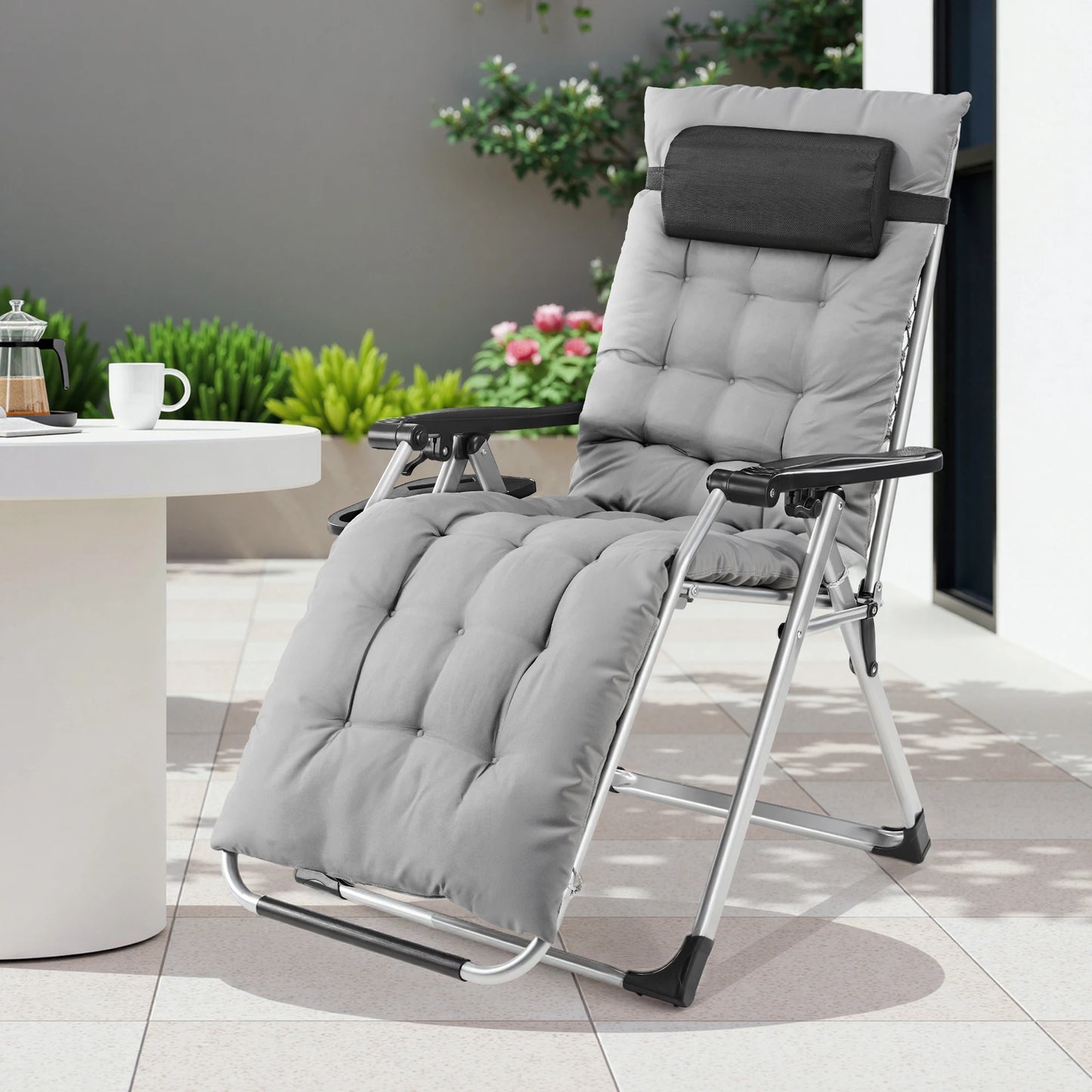 JHK Zero Gravity Recliner Patio Lounge Chair With Cup Holder