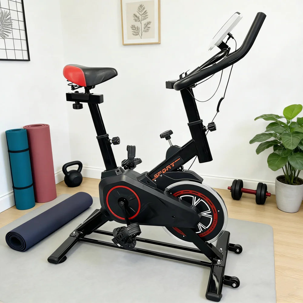 Silent Indoor Spin Bike With Adjustable Seat For Cardio Training