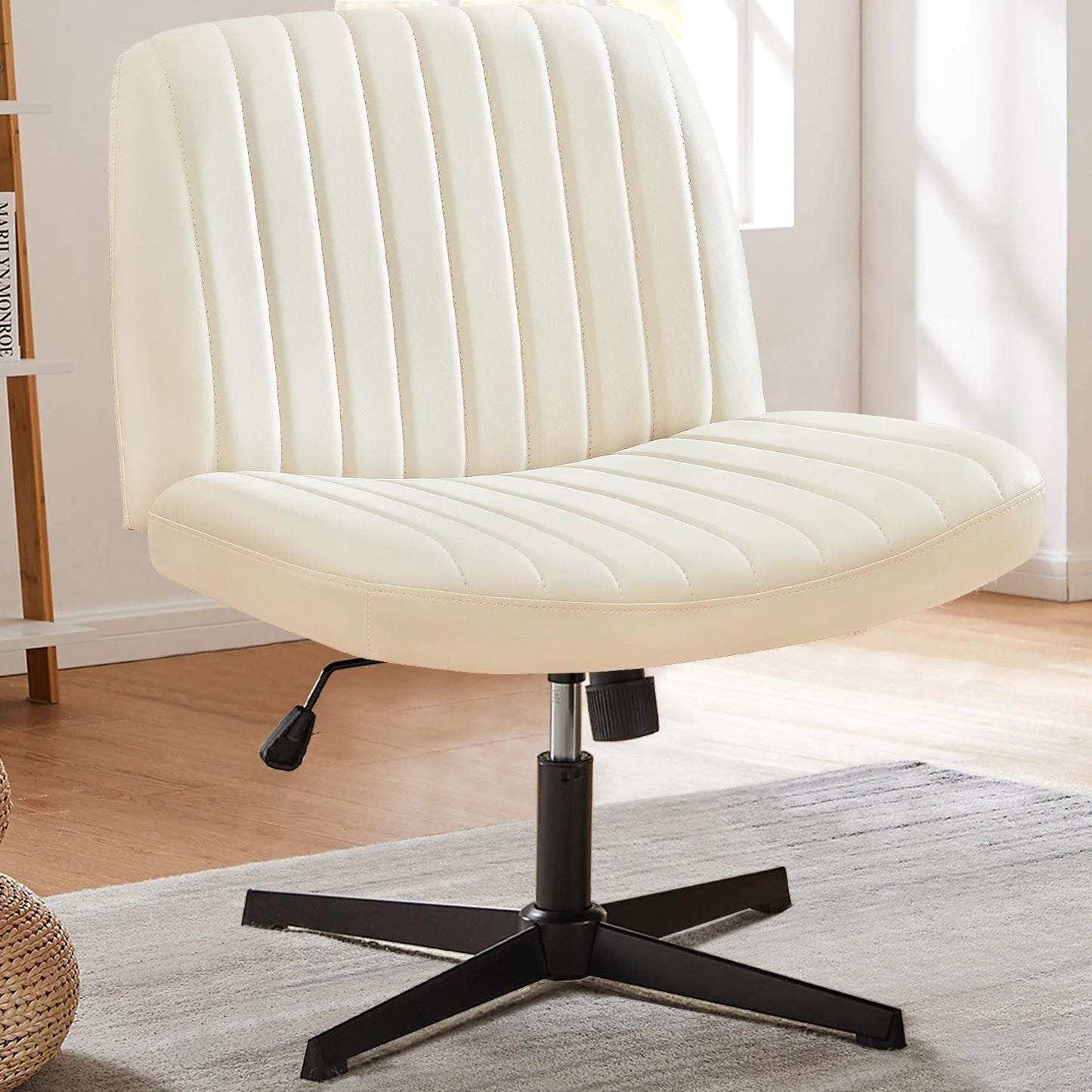 JHK Cross Legged Office Rocking Chair with Adjustable Swivel