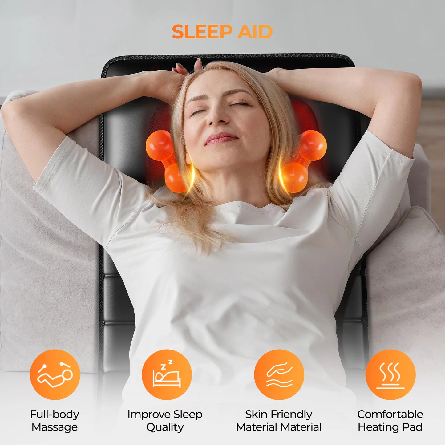 HOMEMASSA Shiatsu Full Body Massage Mat With Heat Detachable Pad
