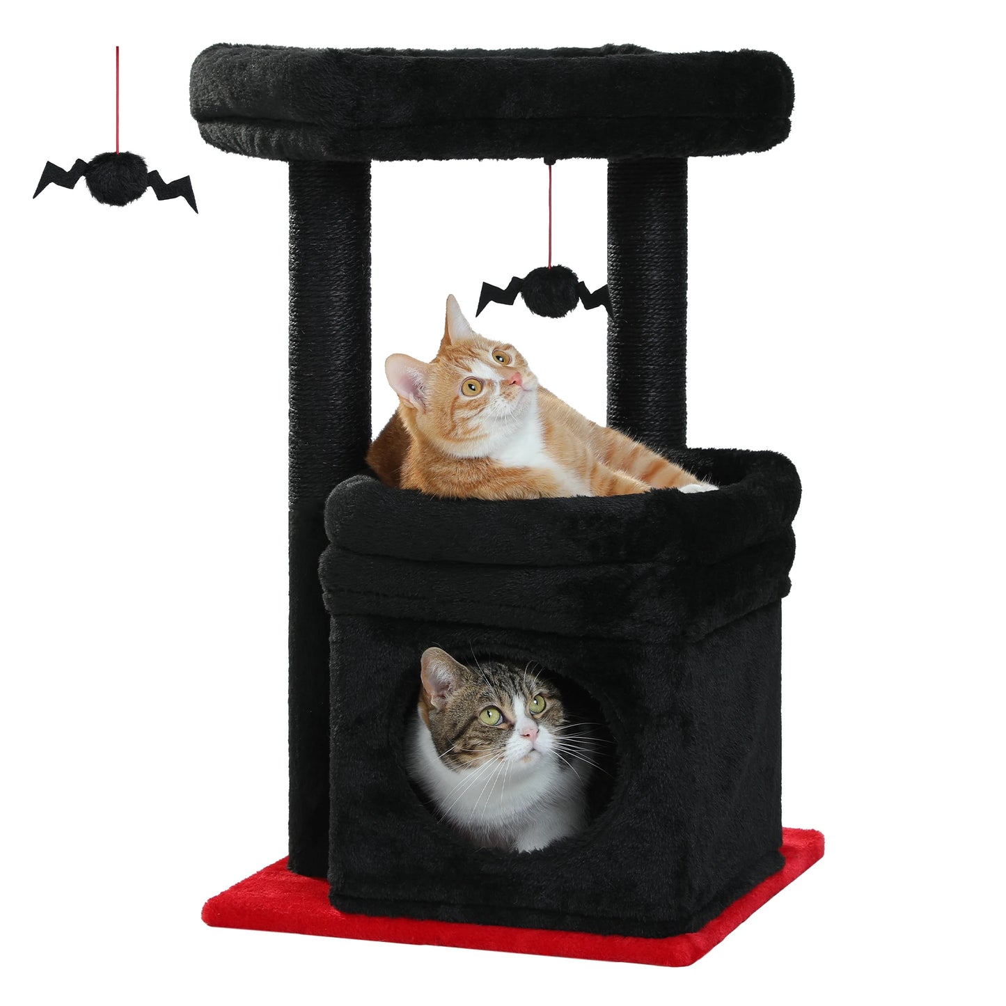 PEQULTI Cat Tree Tower With Cozy Condo Natural Sisal Posts Plush For 1 To 2 Cats