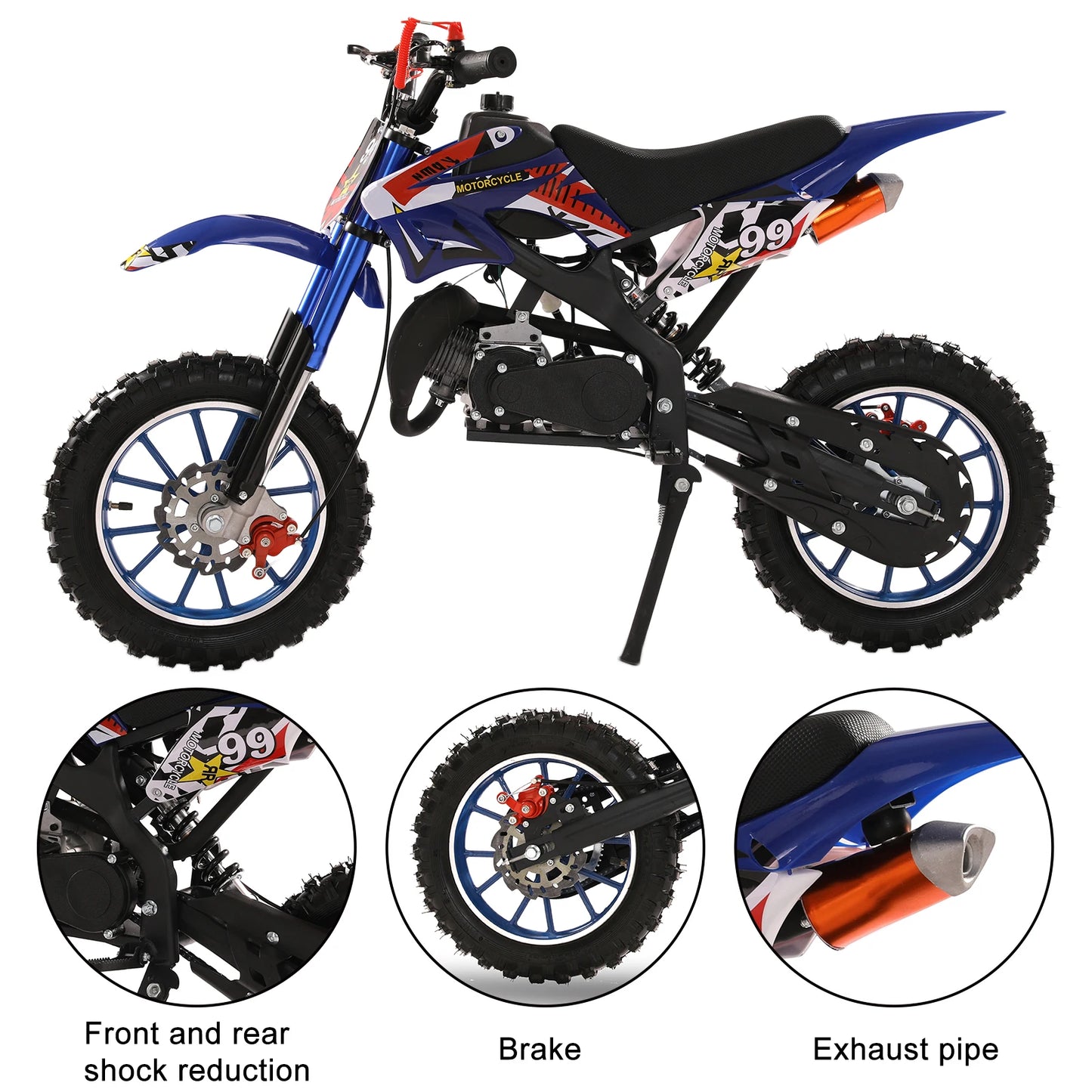 49cc 2 Stroke Dirt Bike Motocross Off Road Mini Motorcycle With Disc Brakes