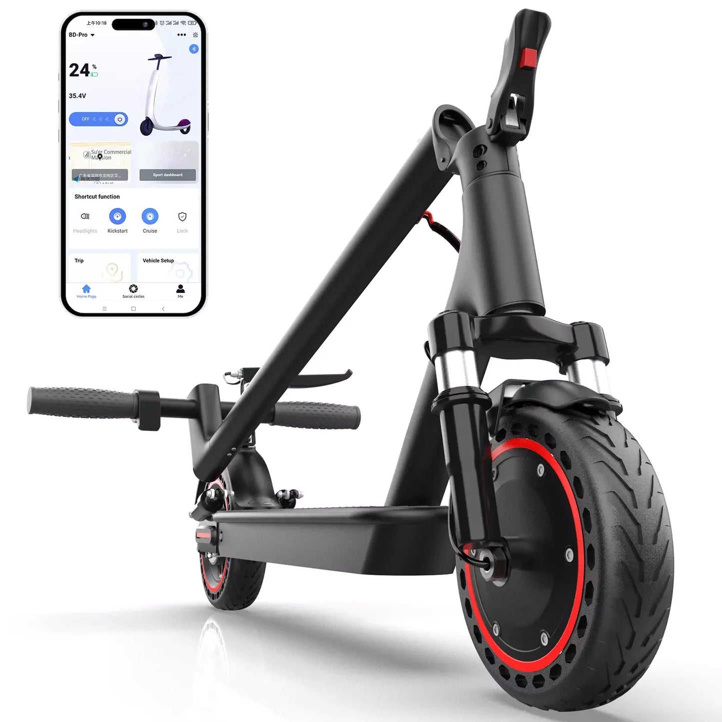 Ladped LP07 Electric Scooter 350W 19MPH Dual Suspension 23 Miles