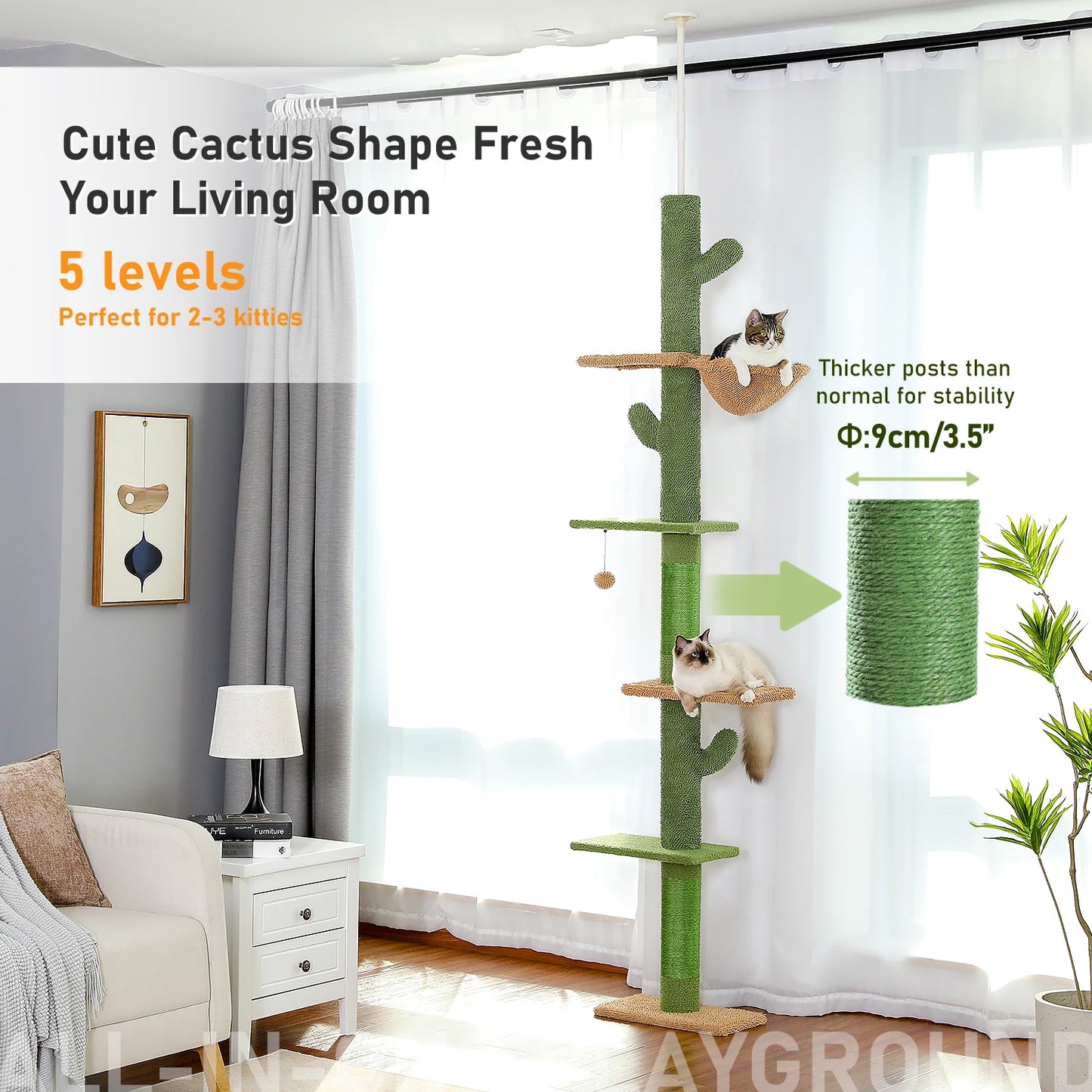 PAWZ Road Cat Tree Five Tier Floor to Ceiling Climbing