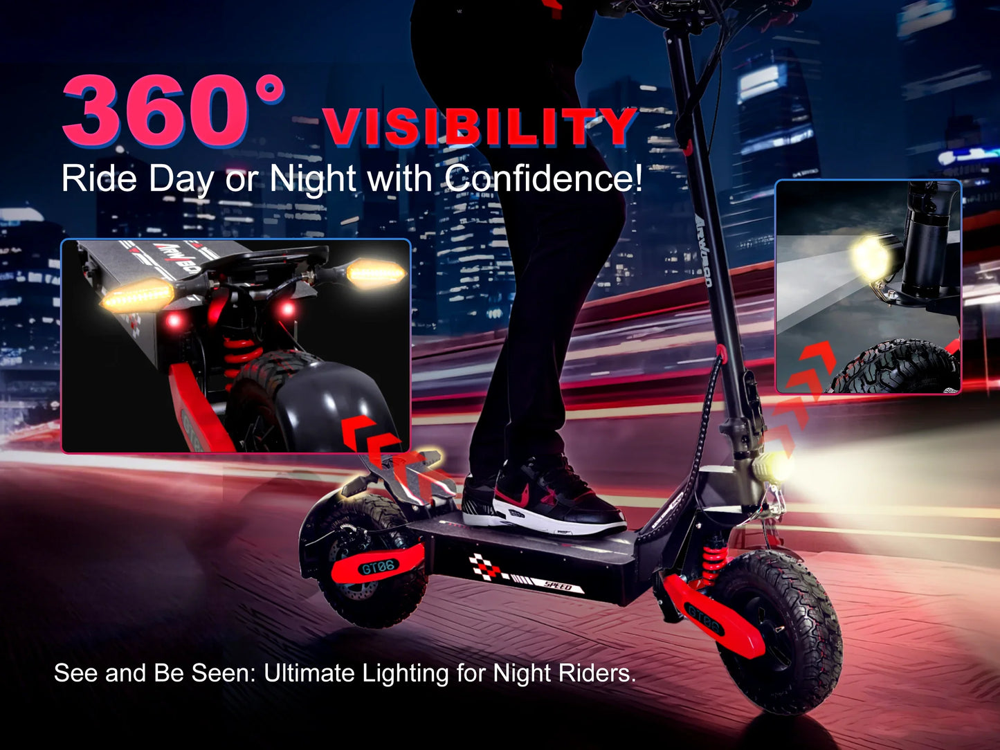 Arwibon GT06 1200W Foldable E Scooter For Adults Off Road