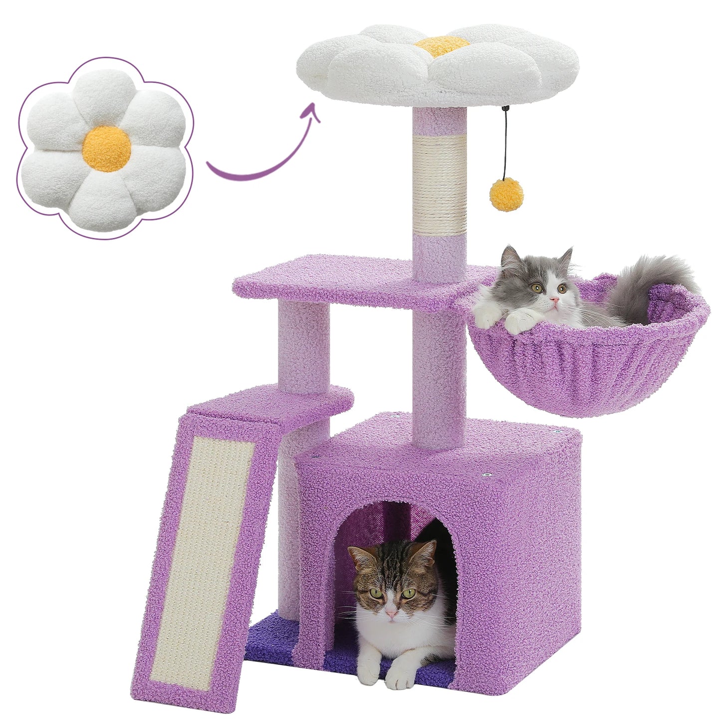 PEQULTI CN Cat Tree Tower With Natural Indoor Sisal Scratching Post And Condo