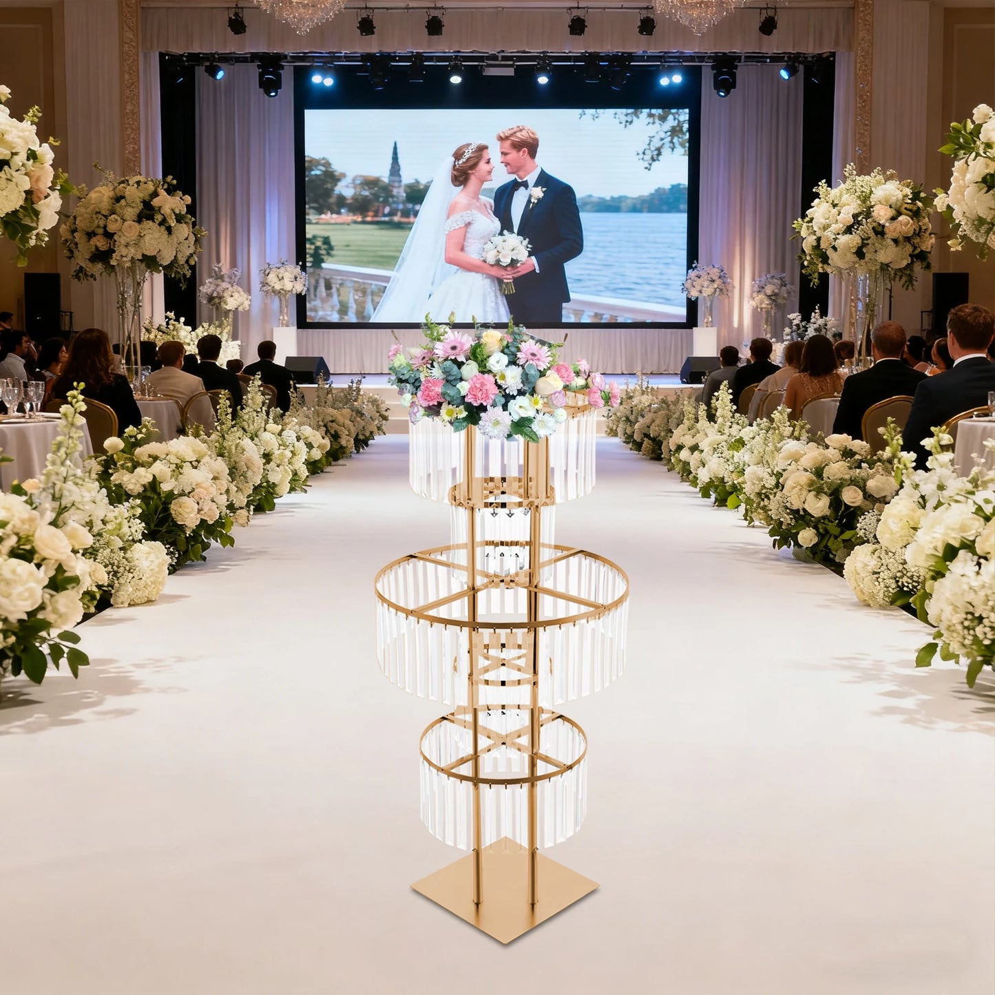 Five Tier Round Flower Stand For Wedding Centerpieces Acrylic