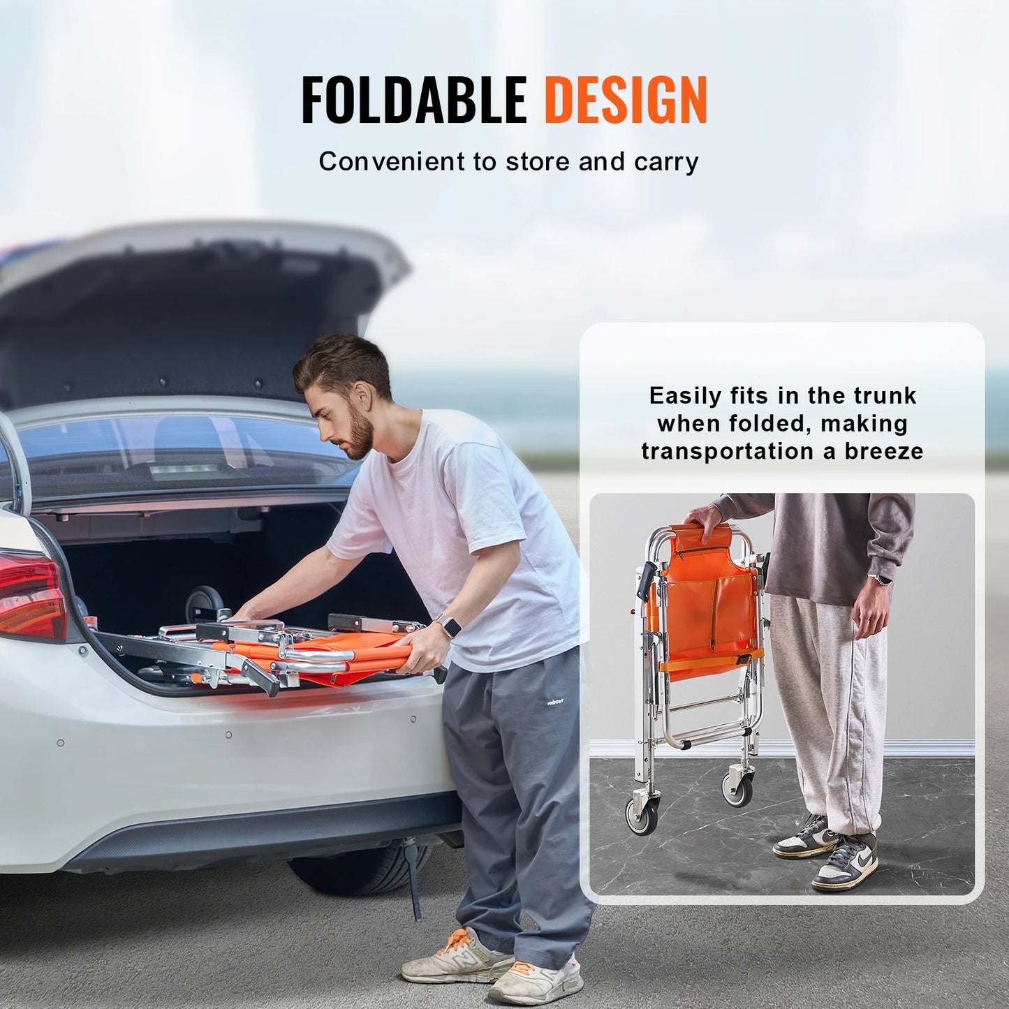 SucceBuy EMS Stair Climbing Chair Foldable Wheelchair Evacuation