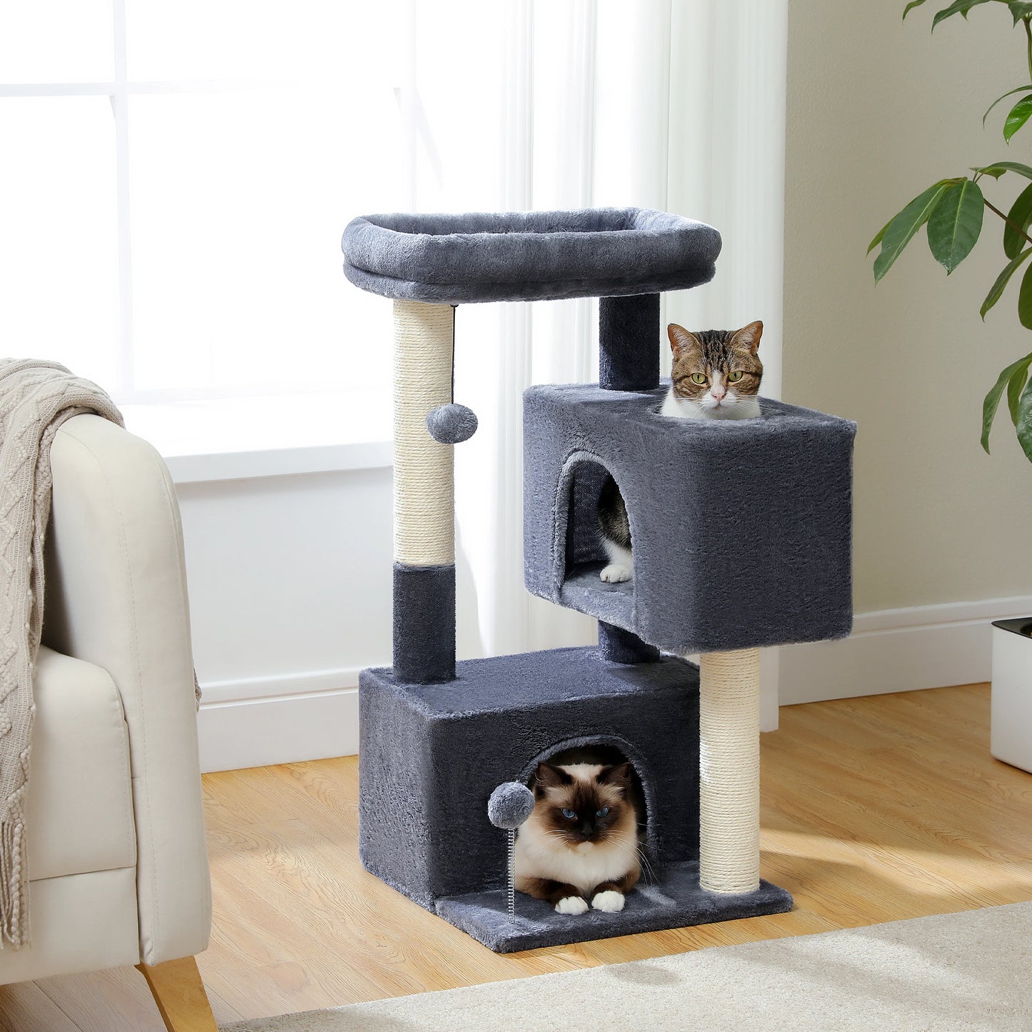 PEQULTI CN Cat Tree Tower With Natural Indoor Sisal Scratching Post And Condo