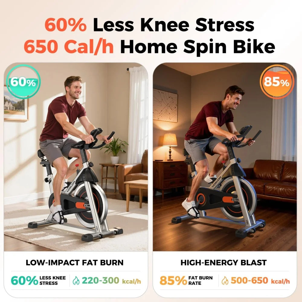 Silent Indoor Spin Bike With Adjustable Seat For Cardio Training