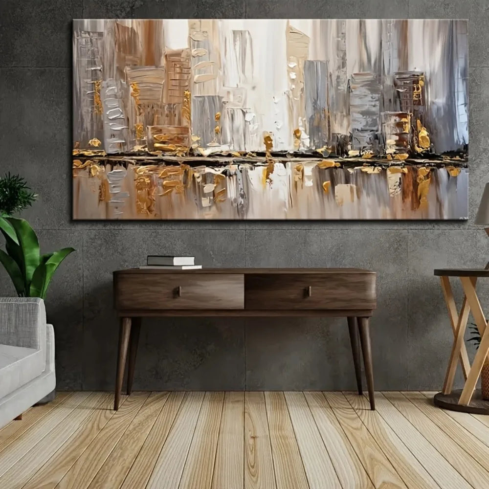Modern Abstract Oil Painting With Pine Frame Art Deco Style