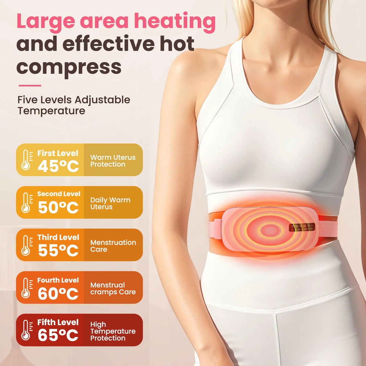 PASTSKY Waist Massage Belt Five Modes Heating And Vibration For Menstrual Cramps