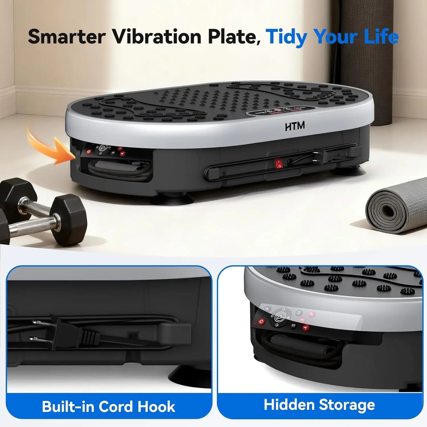 HTM Vibration Plate Exercise Machine With 120 Speed Levels And 9 Preset Programs