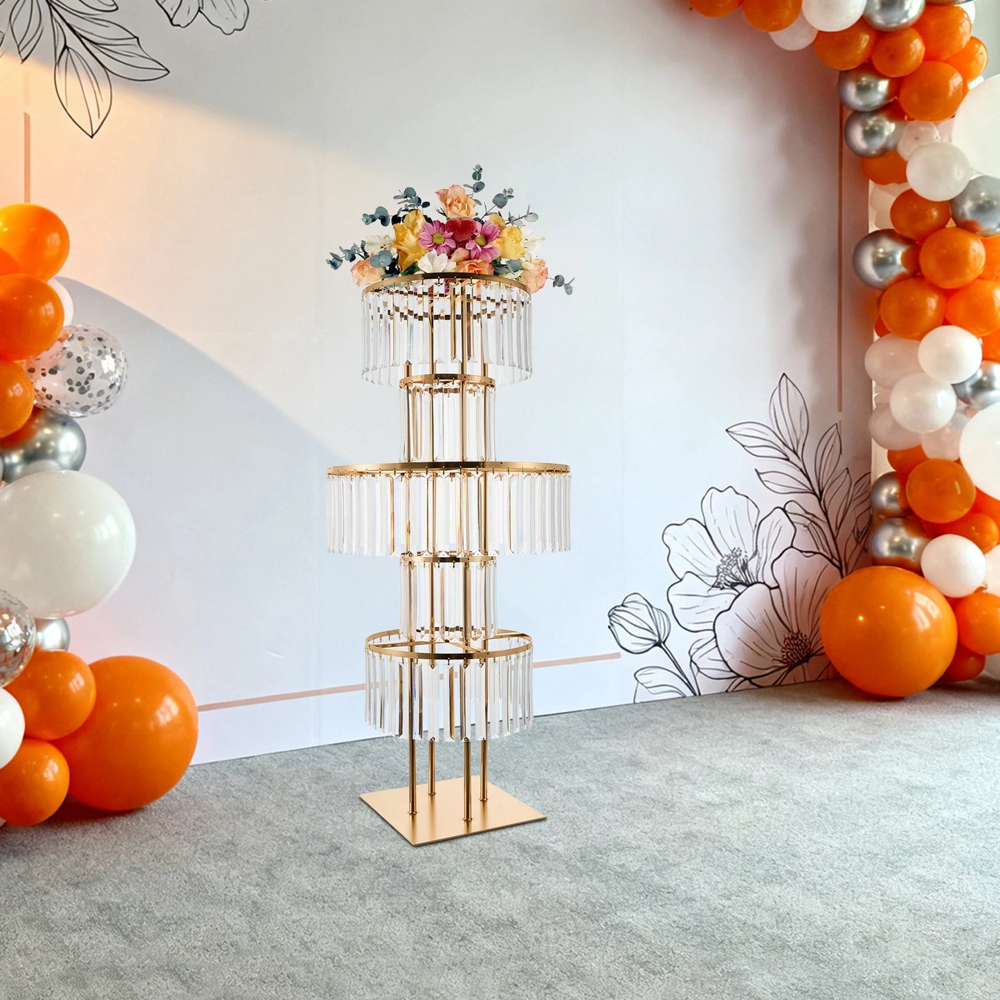 Five Tier Round Flower Stand For Wedding Centerpieces Acrylic