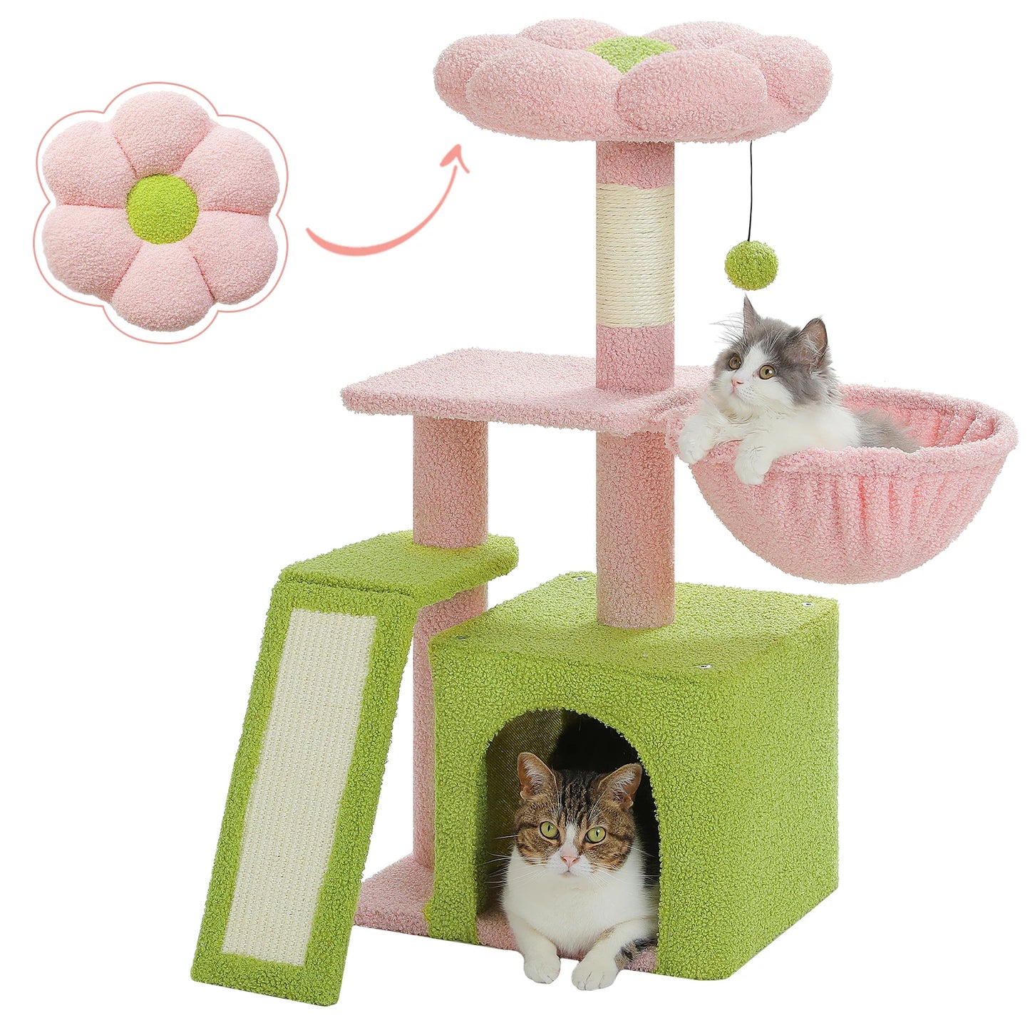 PEQULTI CN Cat Tree Tower With Natural Indoor Sisal Scratching Post And Condo