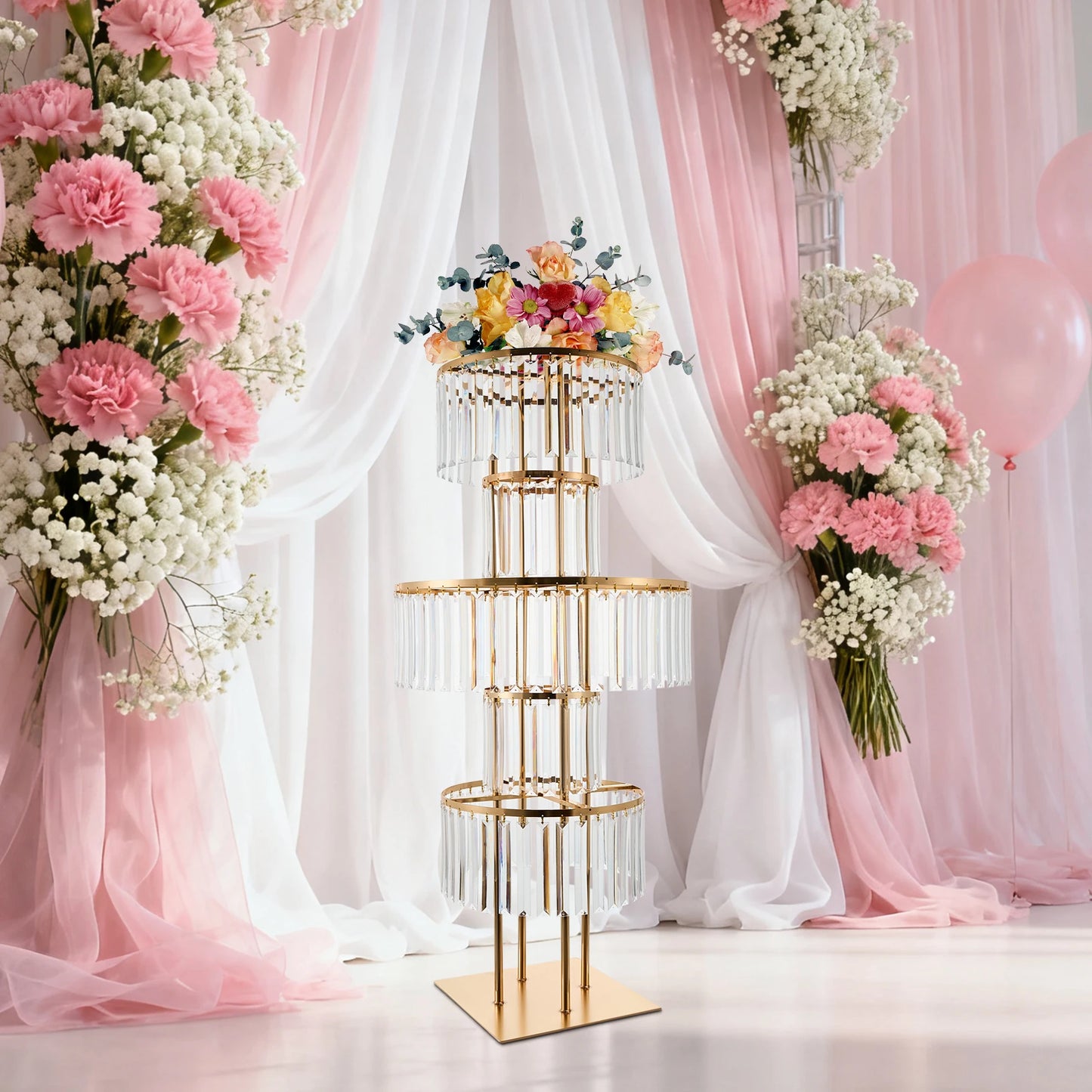 Five Tier Round Flower Stand For Wedding Centerpieces Acrylic