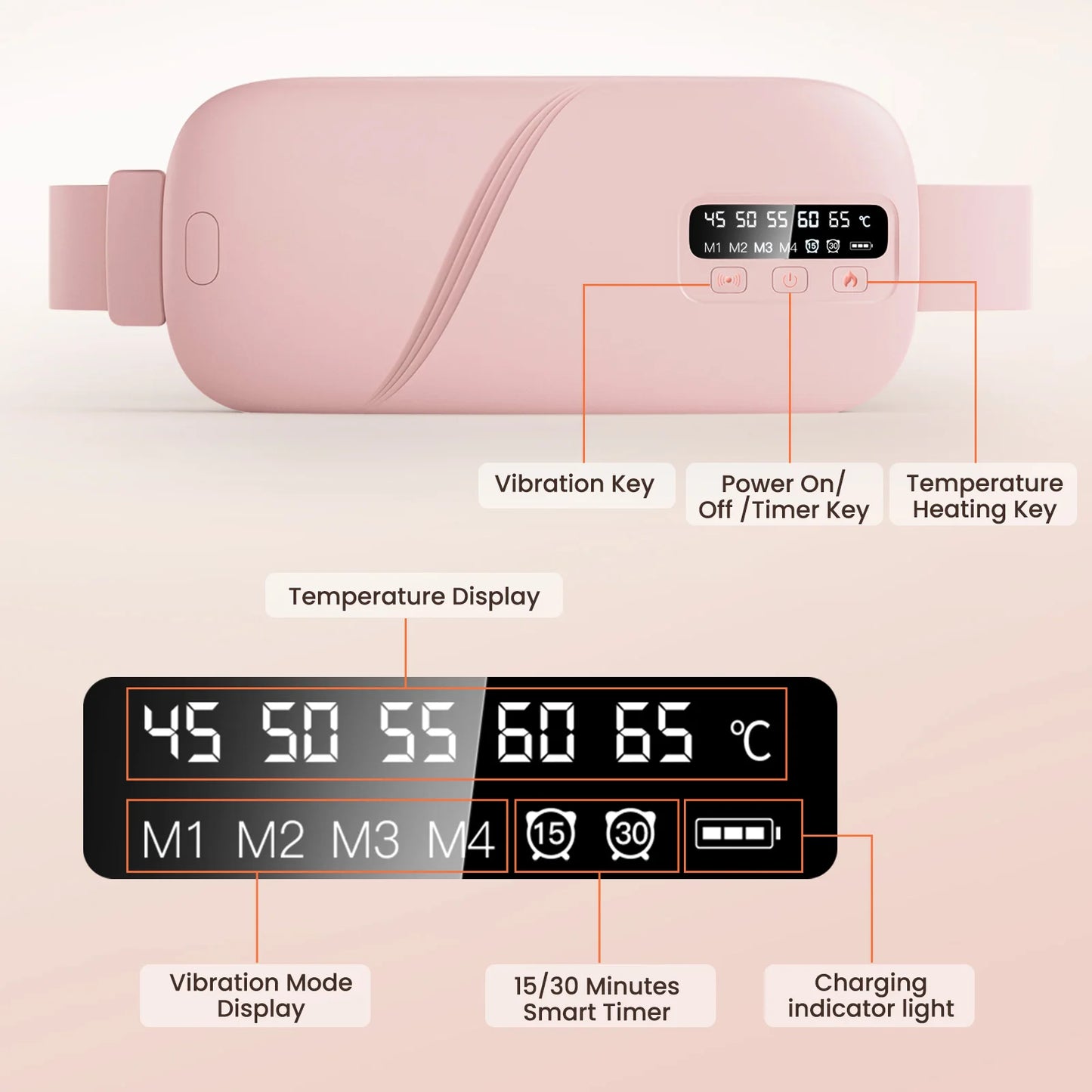 PASTSKY Waist Massage Belt Five Modes Heating And Vibration For Menstrual Cramps
