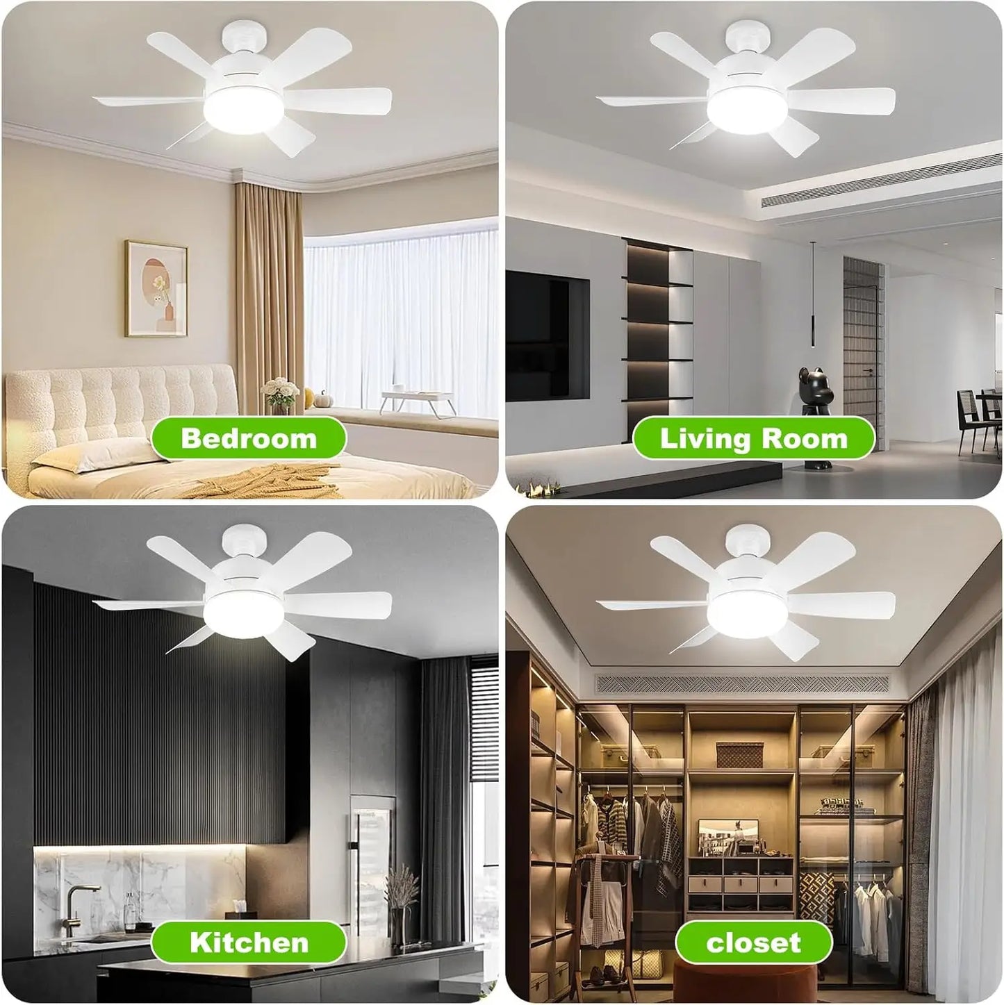 Mexllex LED Ceiling Fan Light With Remote Speed Control E26 Dimmable