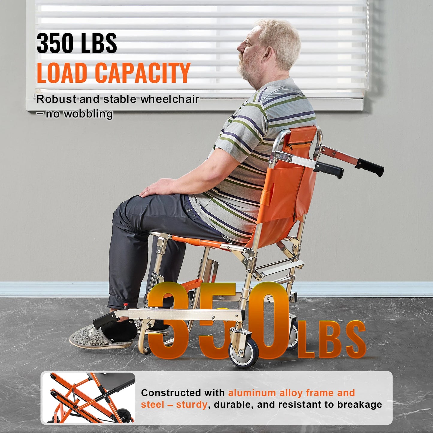 SucceBuy EMS Stair Climbing Chair Foldable Wheelchair Evacuation
