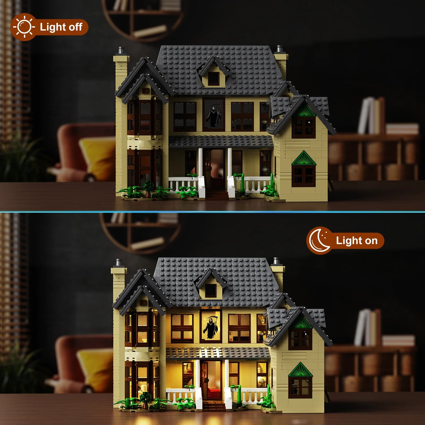 Horror House Building Block Set Haunted House Model for Halloween Decor