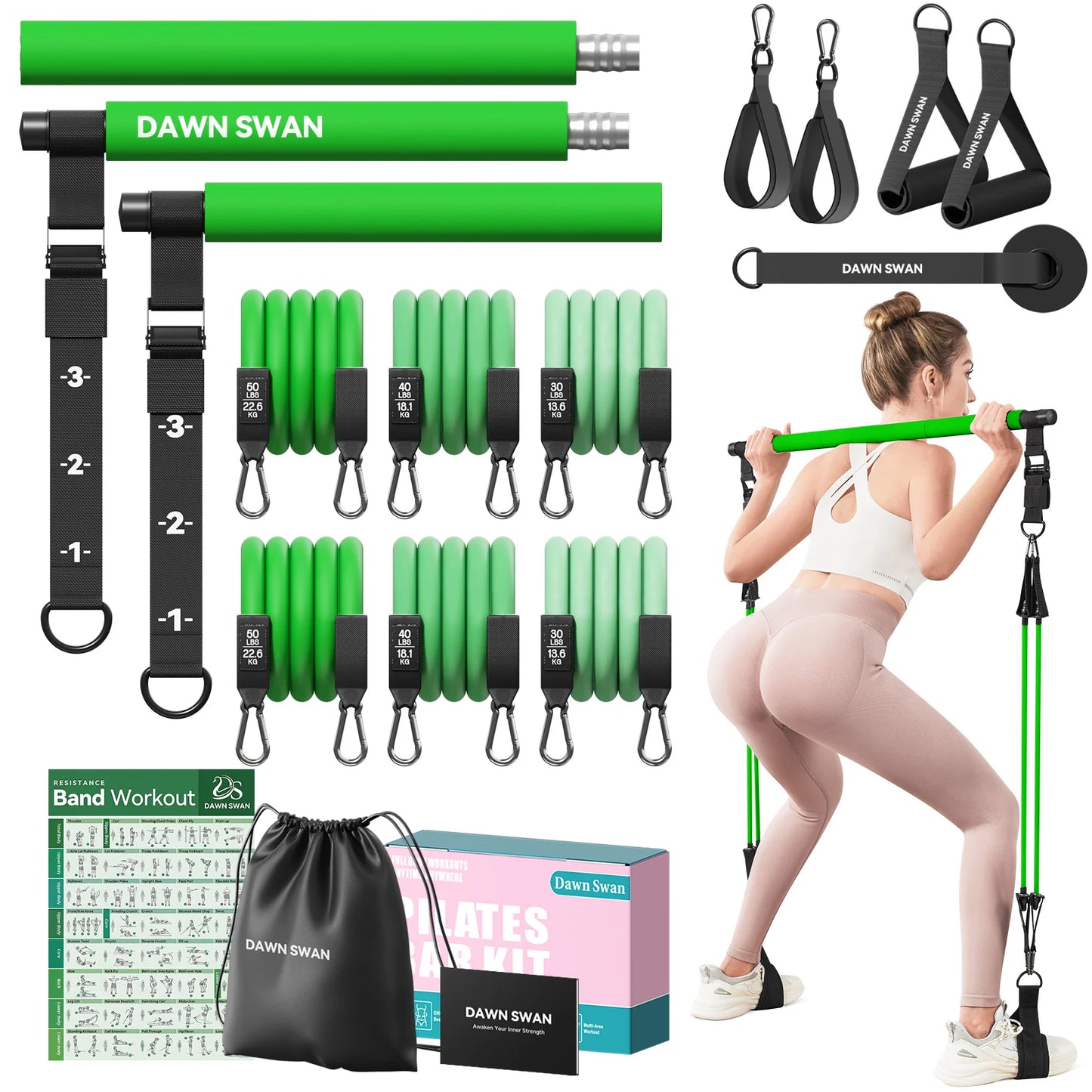 Pilates Bar Kit With Resistance Bands For Home Gym And Full Body Toning
