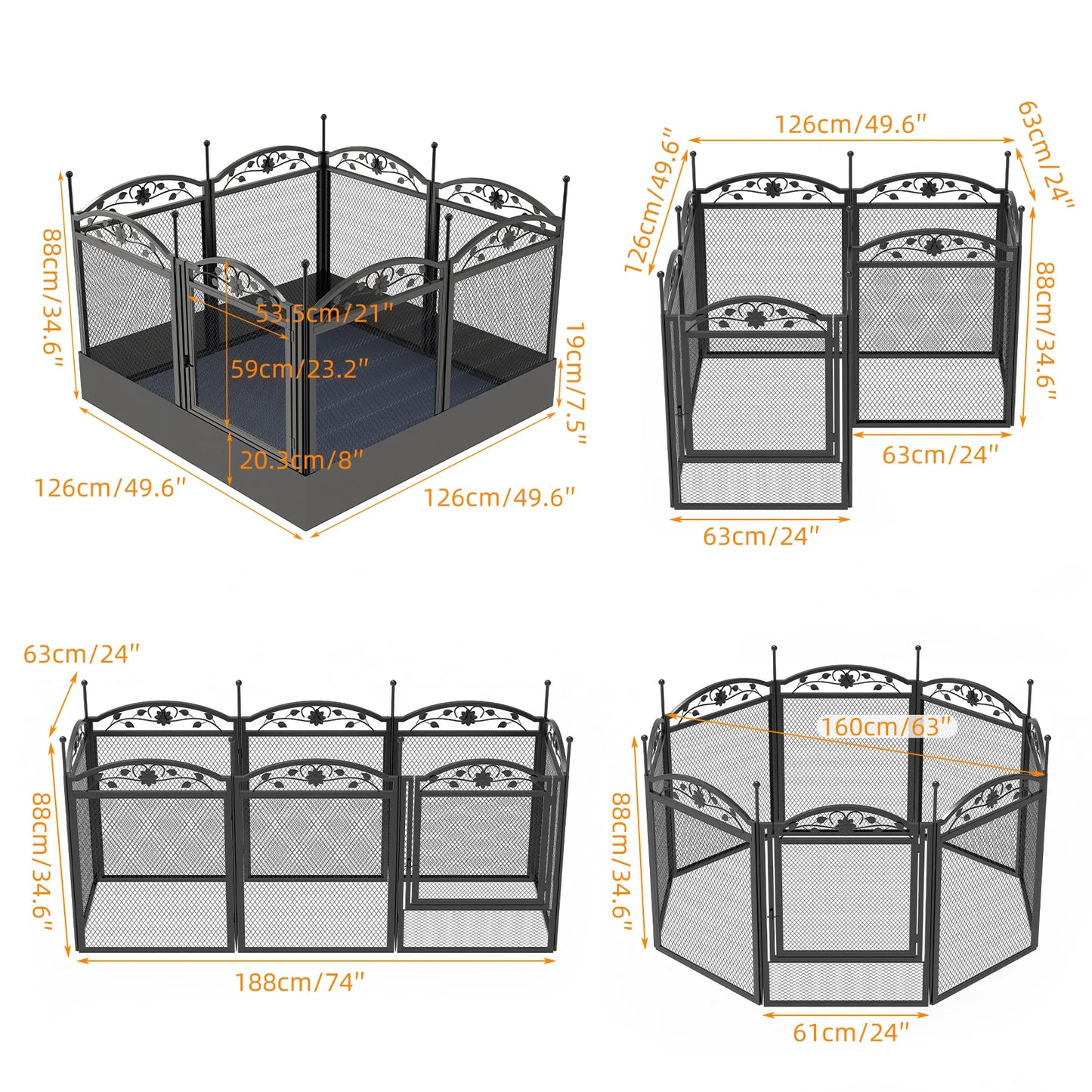 BINGOPAW Heavy Duty Dog Playpen 8 Panels For Outdoor Use