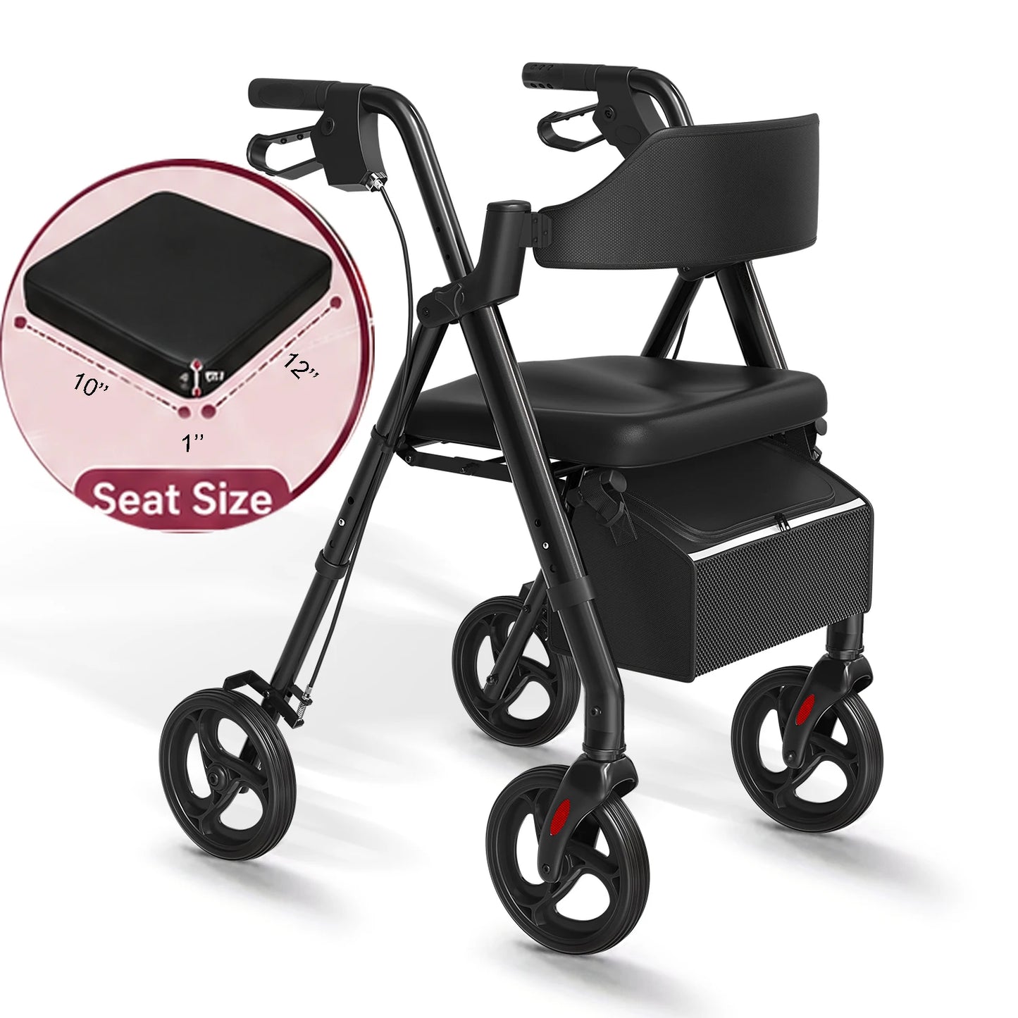 Maidesite Rollator Walker For Seniors With Seat And Aluminum Frame