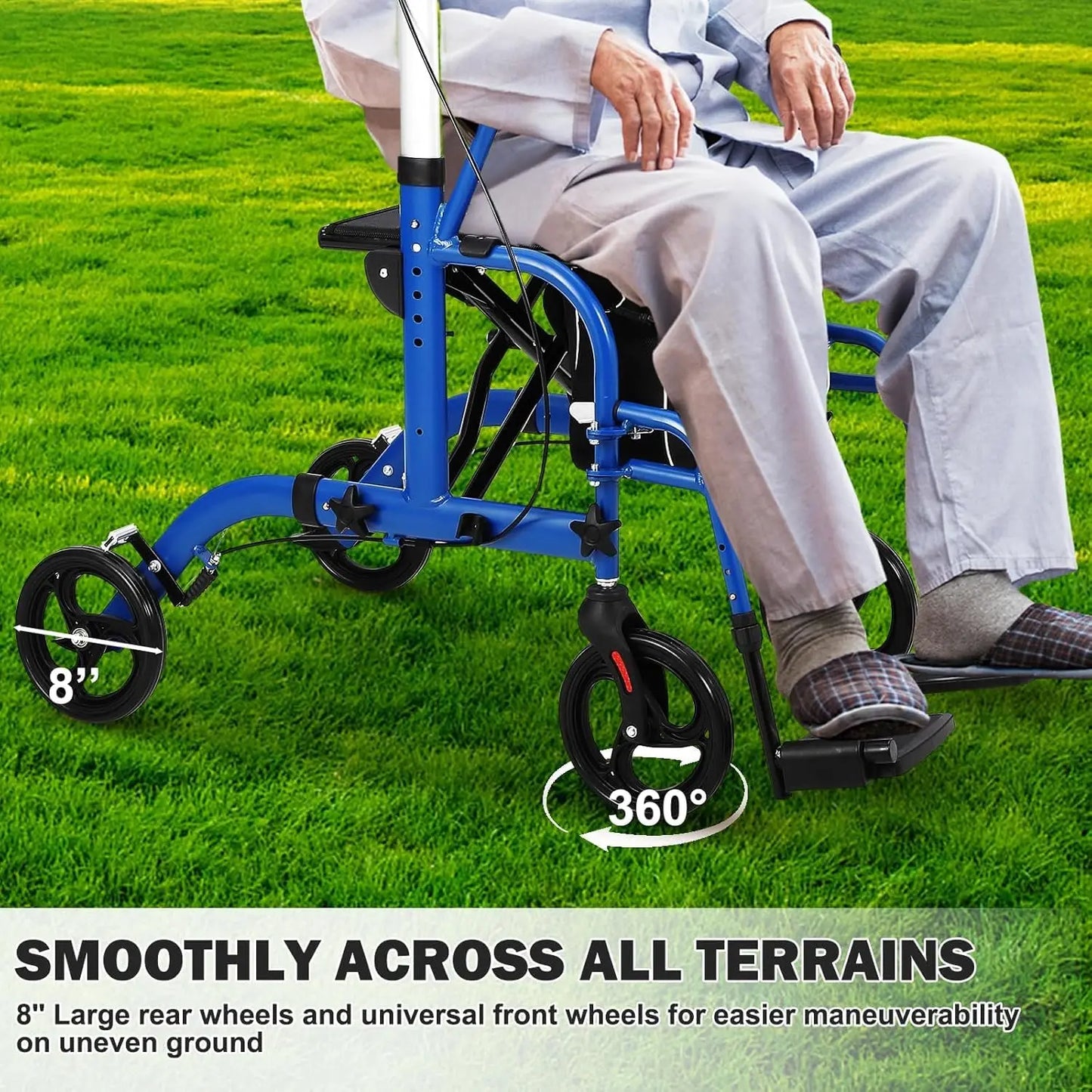 All Terrain Rollator Walker with Seat and Backrest for Seniors