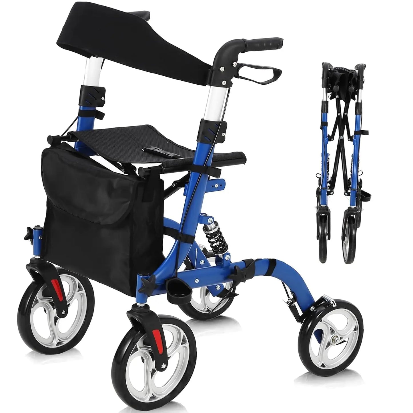 All Terrain Rollator Walker with Seat and Backrest for Seniors