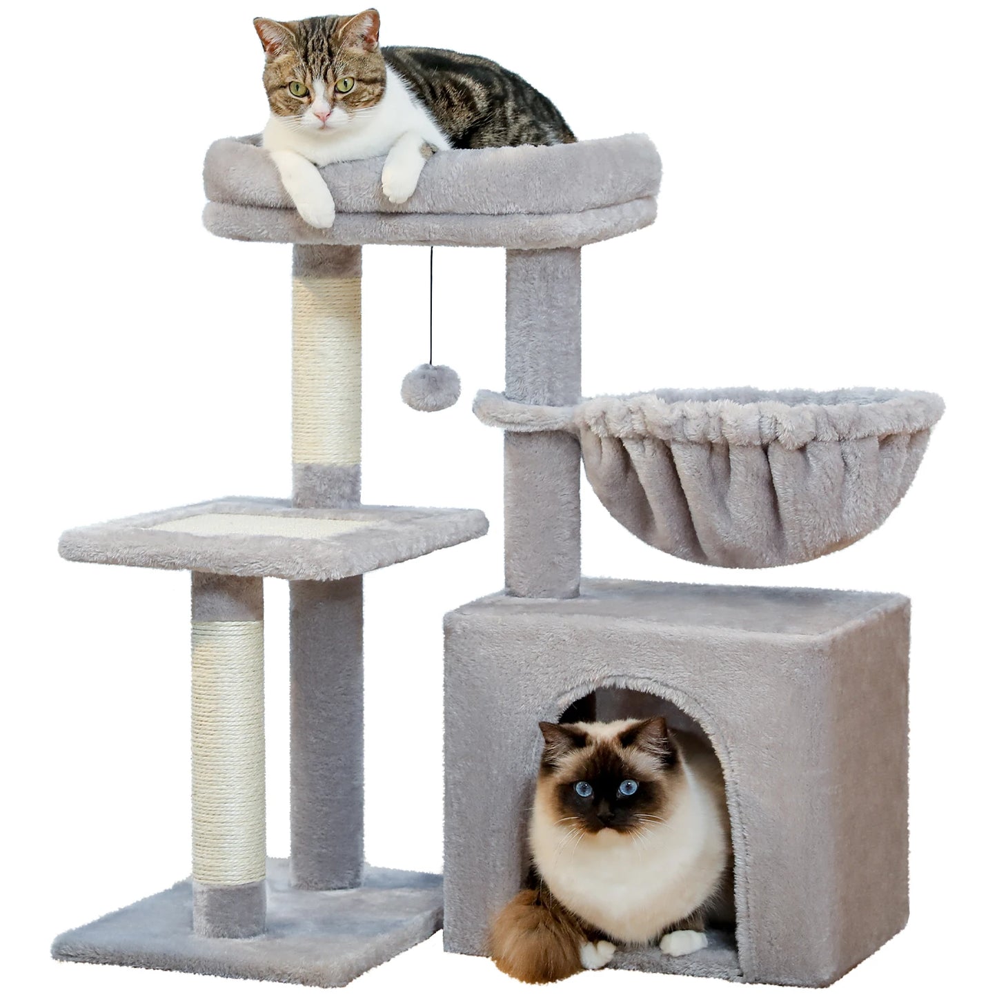 PEQULTI CN Cat Tree Tower With Natural Indoor Sisal Scratching Post And Condo