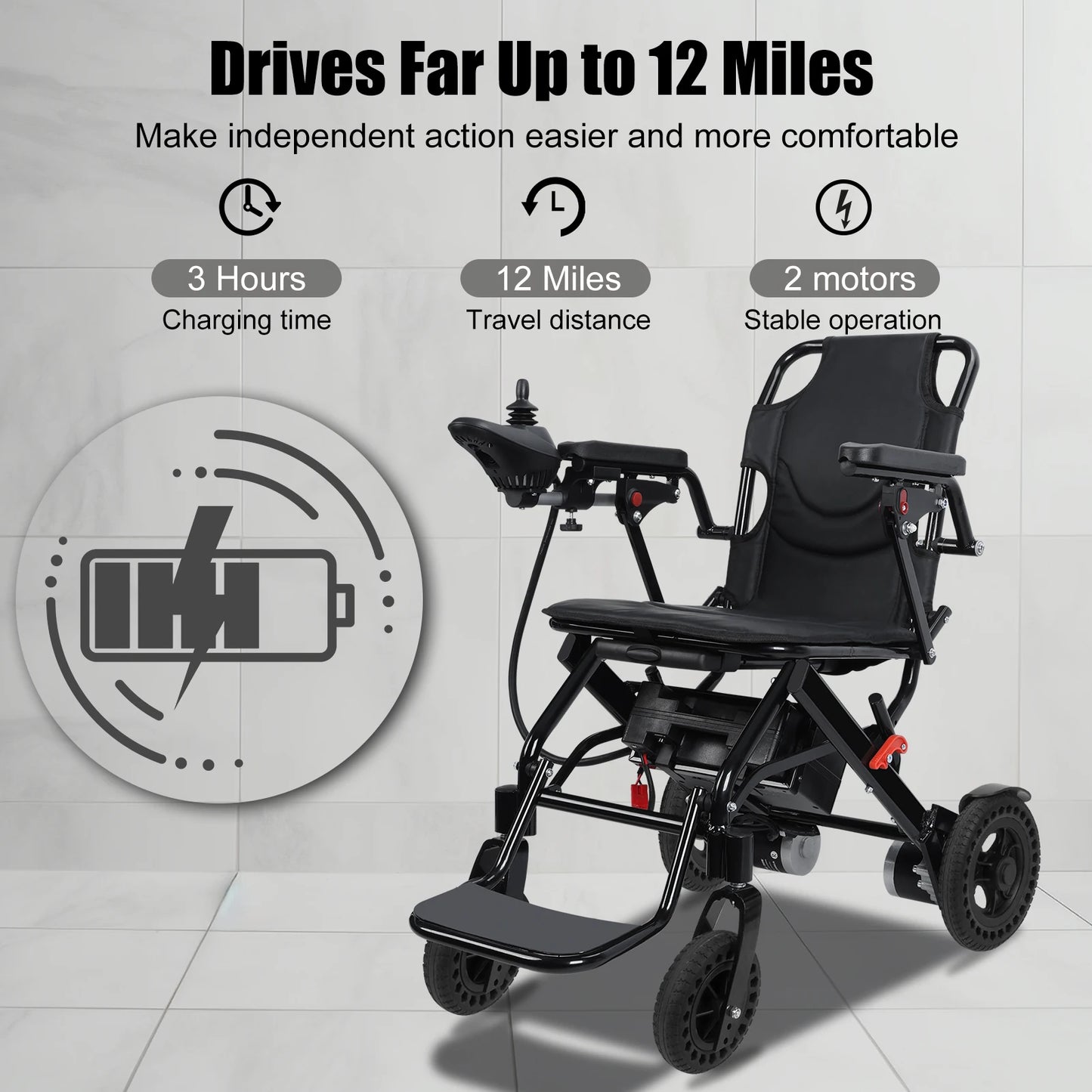Lightweight Electric Wheelchair Portable 500W For Adults