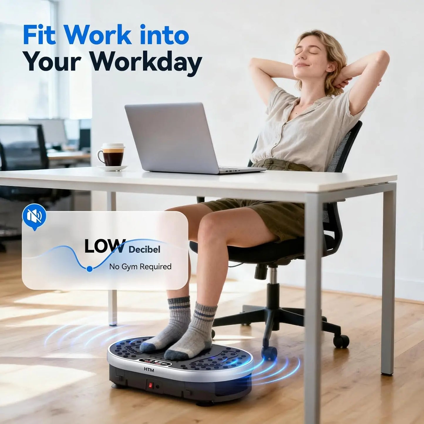 HTM Vibration Plate Exercise Machine With 120 Speed Levels And 9 Preset Programs