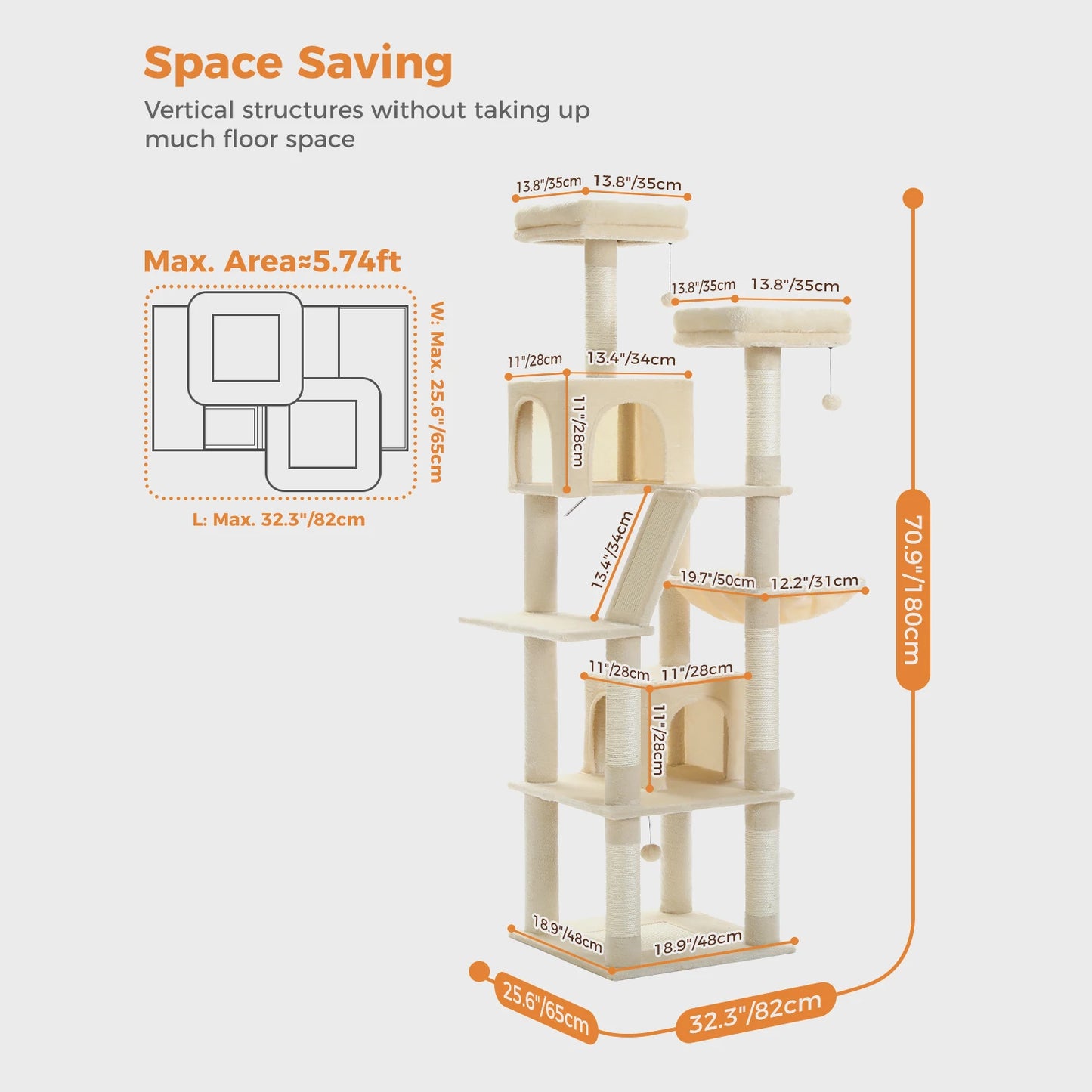 PAWZ Road Multi-Level Cat Tree Tower for Indoor Cats