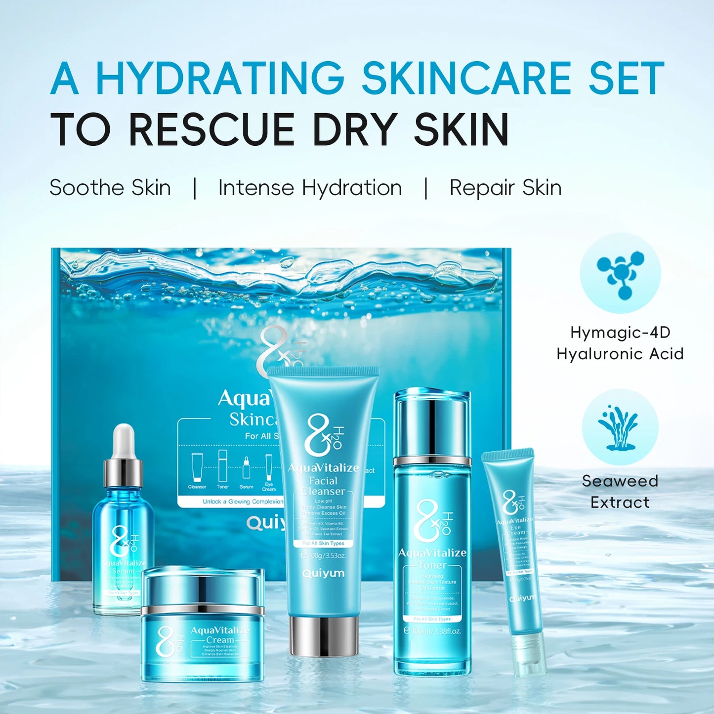 Laikou AquaVitalize 8X H2O Skincare Set 5Pcs Deep Hydration Kit