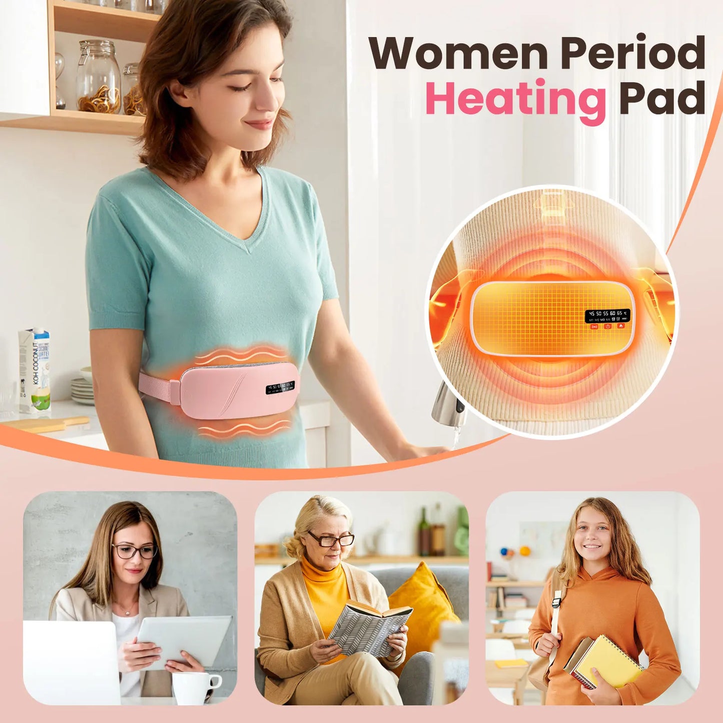 PASTSKY Waist Massage Belt Five Modes Heating And Vibration For Menstrual Cramps