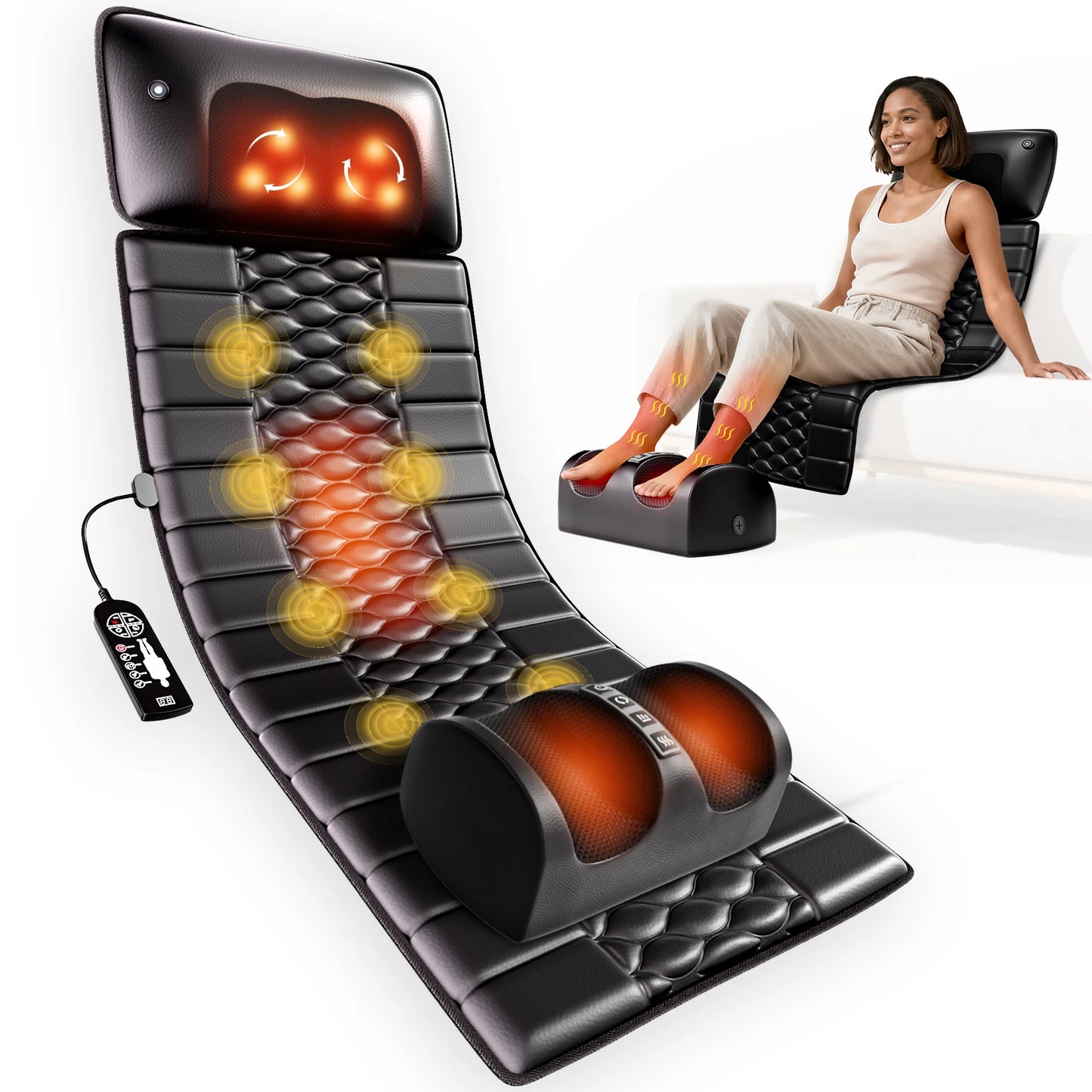 Homemassa Shiatsu Full Body Massage Mat With Heat And 10 Vibrating Motors
