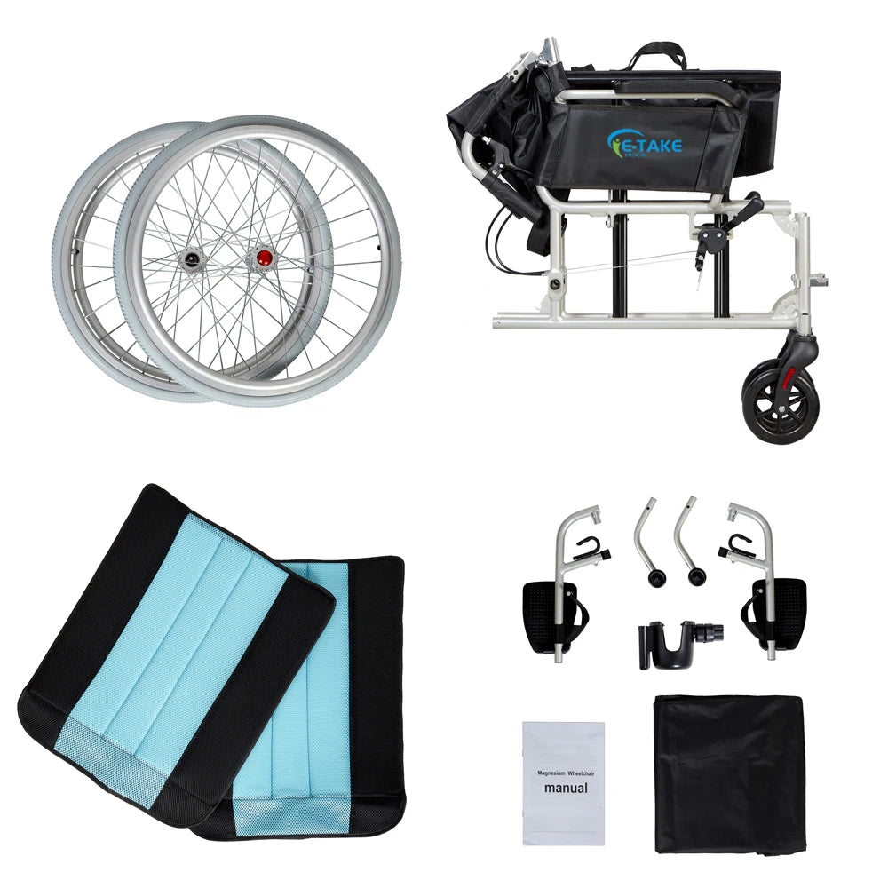 YUXIN Ultra Lightweight Wheelchair Self Propelled Foldable
