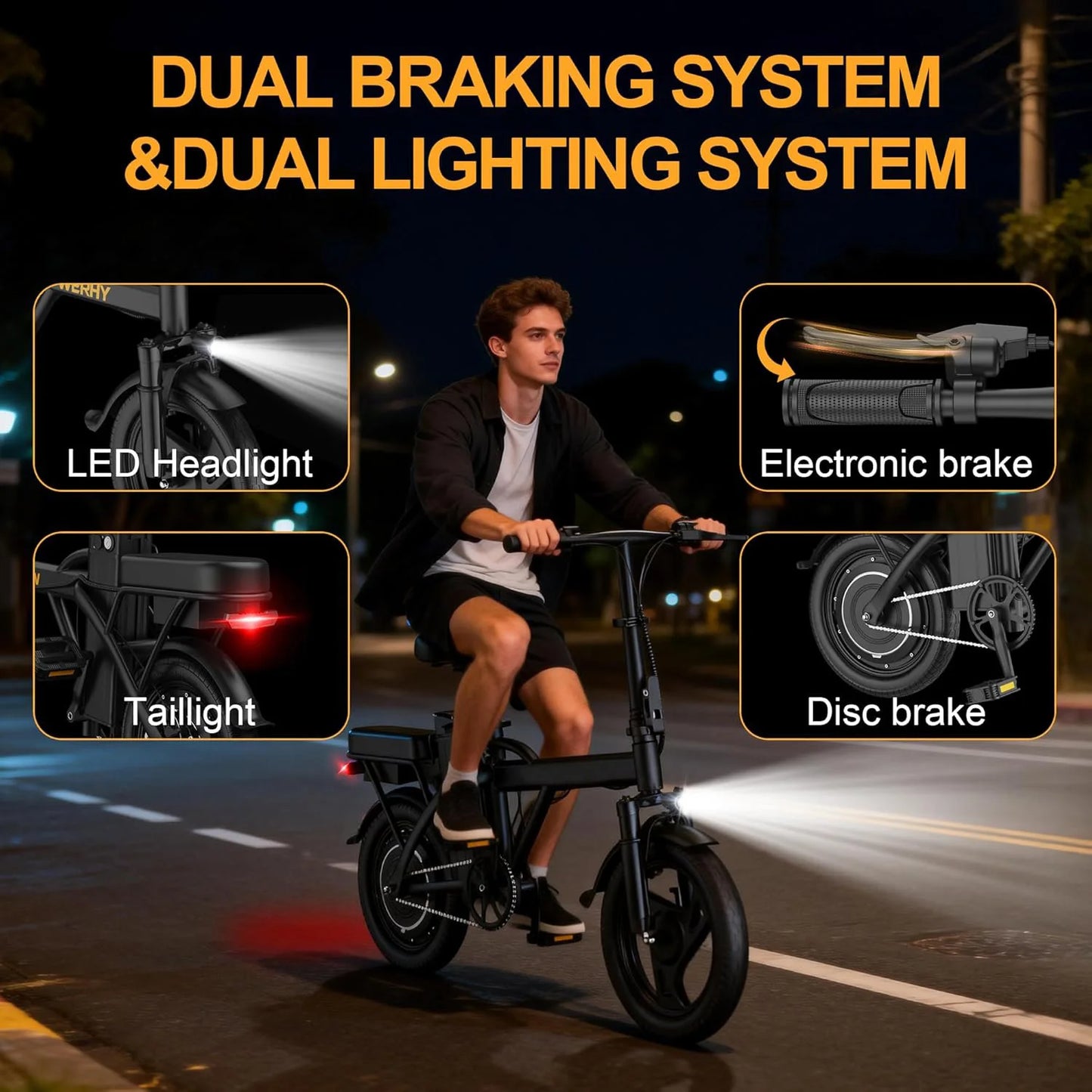 Ladped Foldable Electric Bike 500W Dual Seat Long Range
