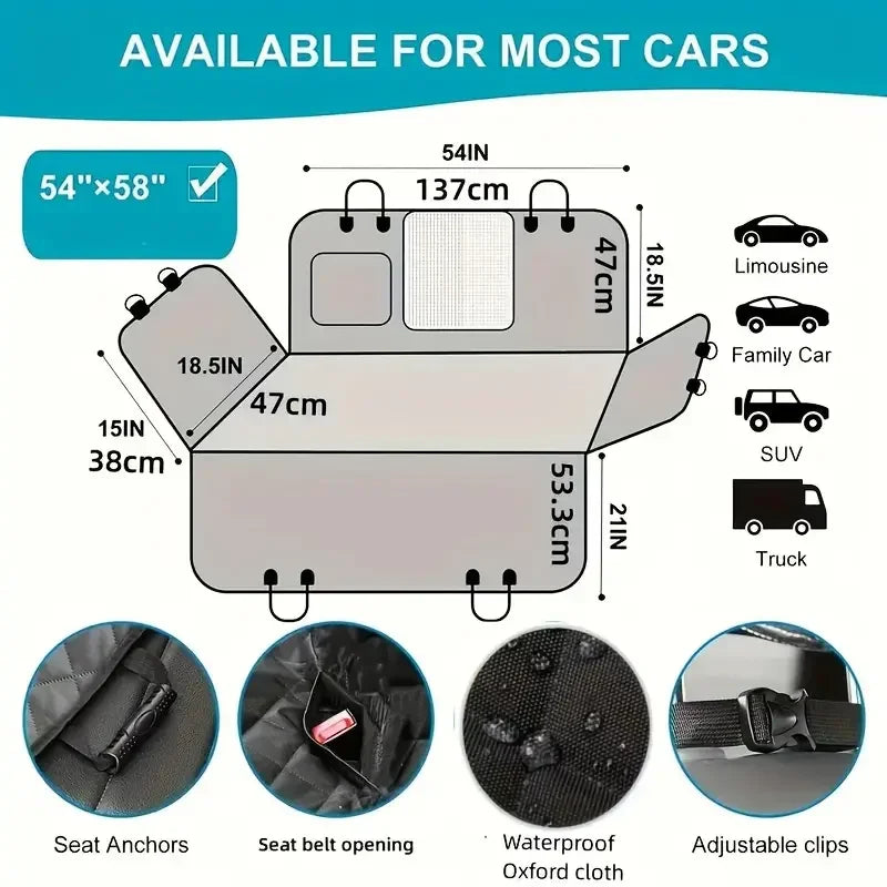 Waterproof Dog Car Seat Cover Hammock Nonslip Durable Back Seat