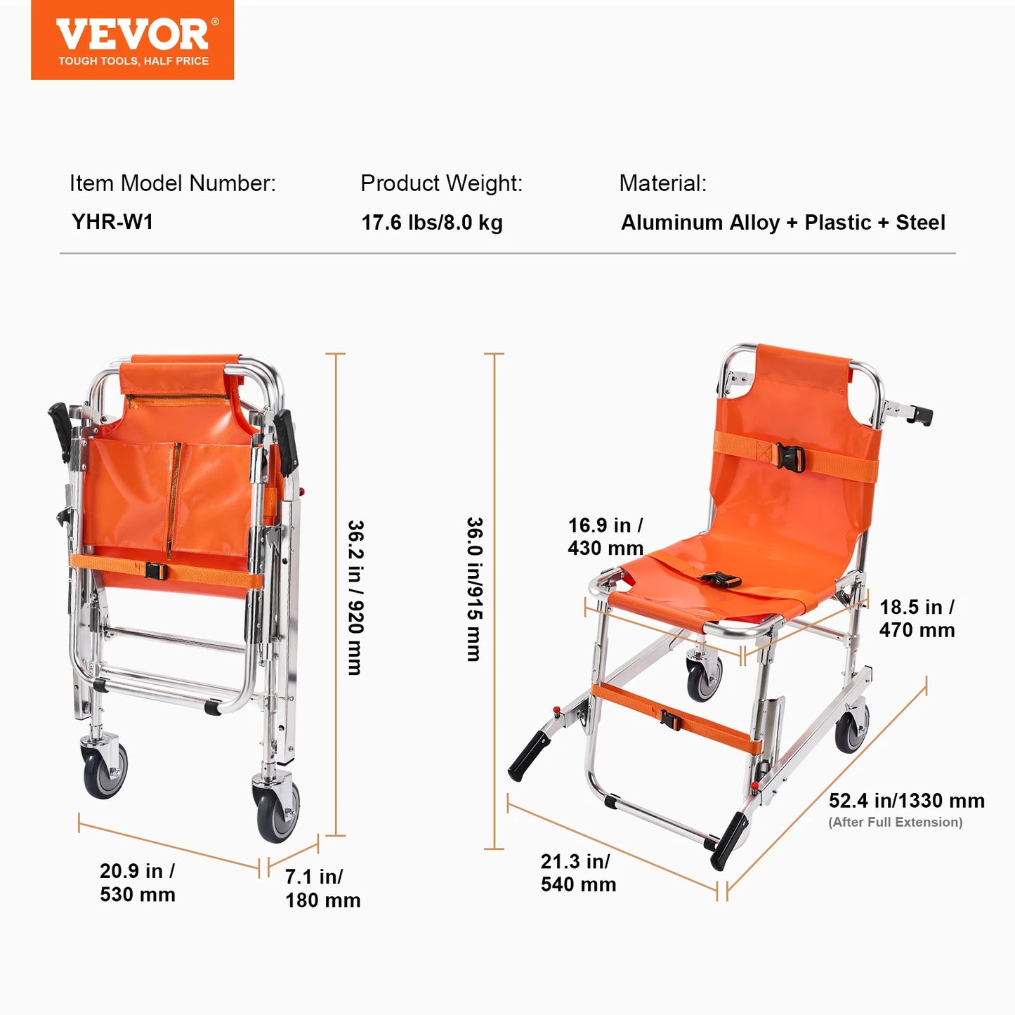 SucceBuy EMS Stair Climbing Chair Foldable Wheelchair Evacuation
